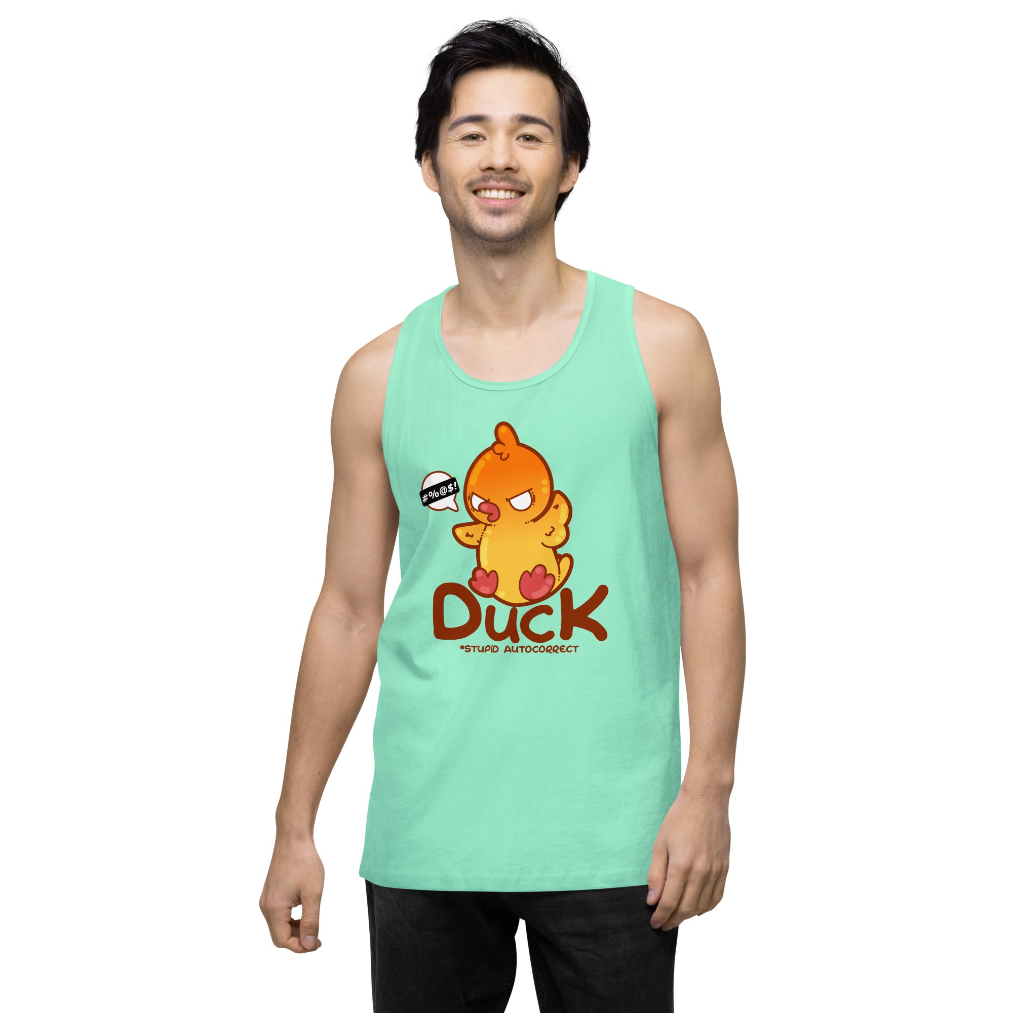 DUCK STUPID AUTOCORRECT - Premium Tank Top - ChubbleGumLLC