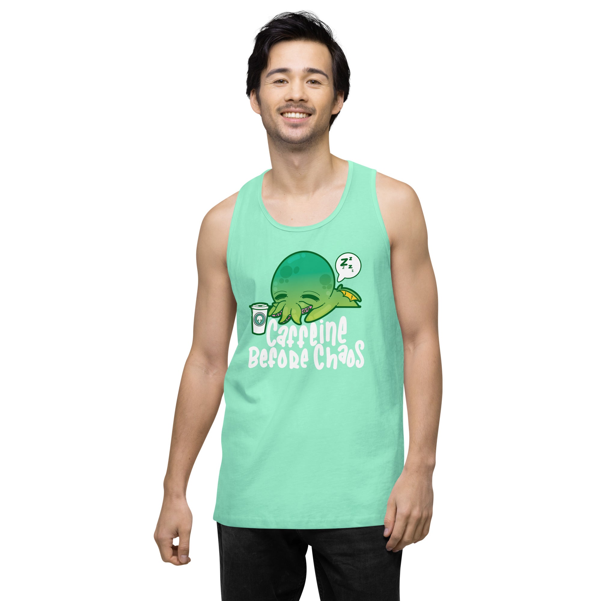 CAFFEINE BEFORE CHAOS - Modified Premium Tank Top - ChubbleGumLLC