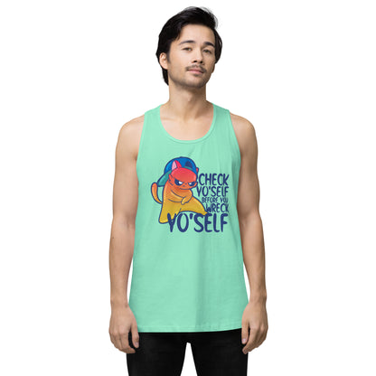 CHECK YOSELF - Premium Tank Top - ChubbleGumLLC