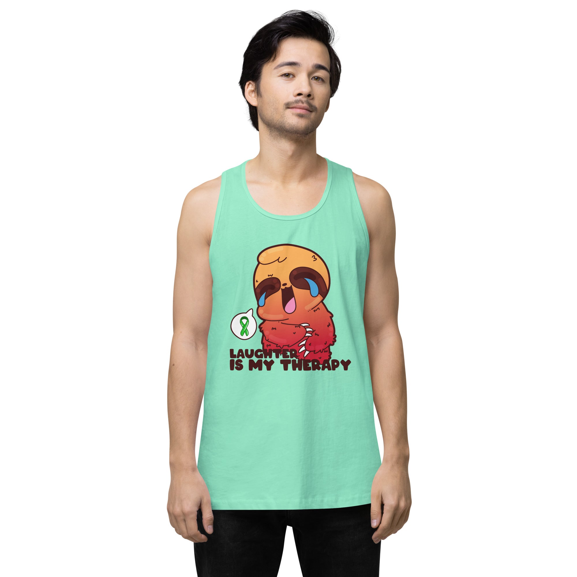 LAUGHTER IS MY THERAPY - Premium Tank Top - ChubbleGumLLC