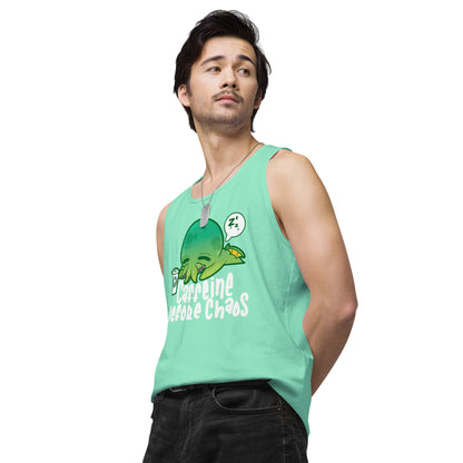 CAFFEINE BEFORE CHAOS - Modified Premium Tank Top - ChubbleGumLLC