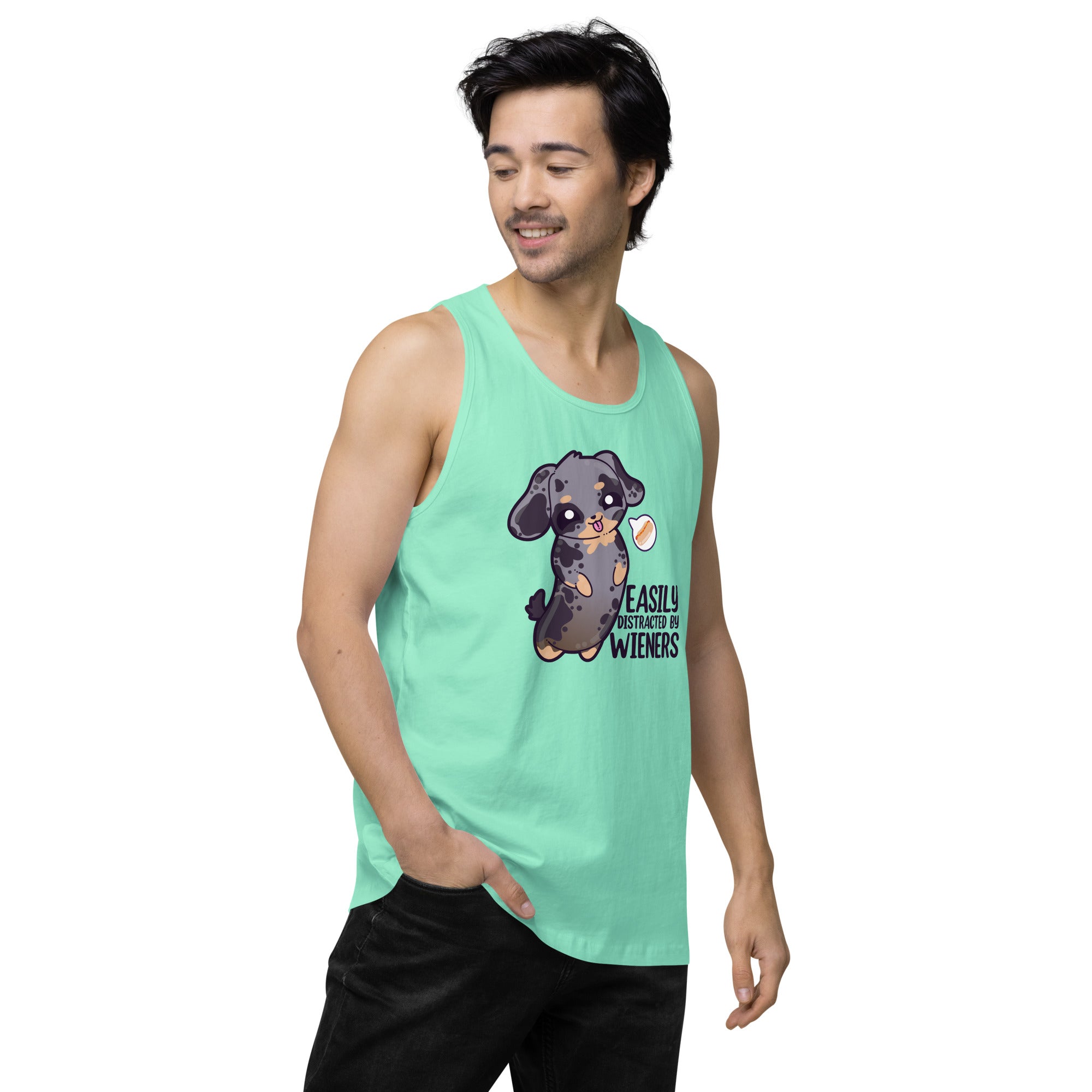 EASILY DISTRACTED BY WIENERS - Premium Tank Top - ChubbleGumLLC