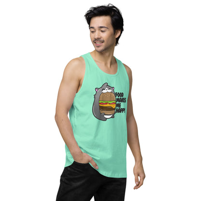 FOOD MAKES ME HAPPY - Premium Tank Top - ChubbleGumLLC