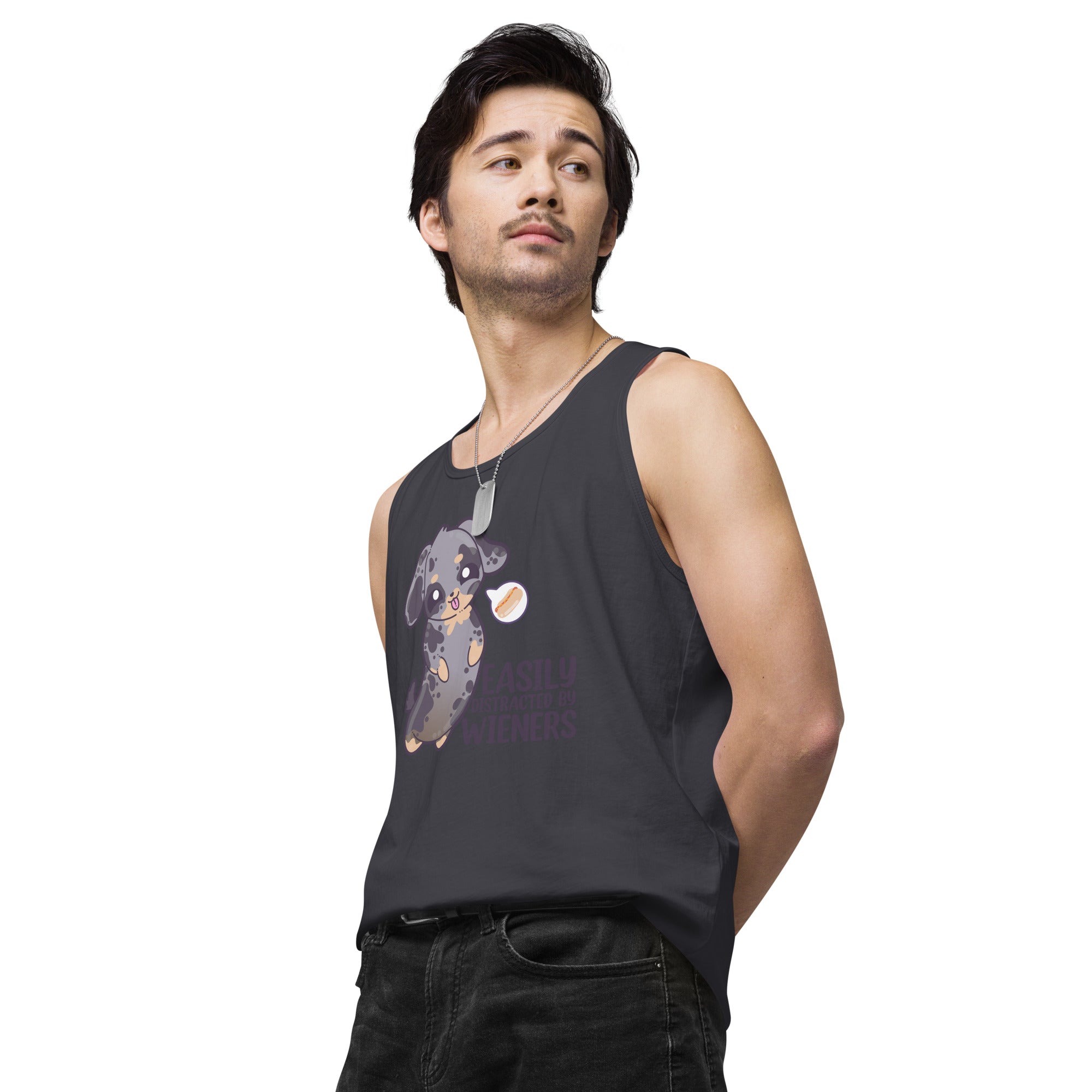 EASILY DISTRACTED BY WIENERS - Premium Tank Top - ChubbleGumLLC