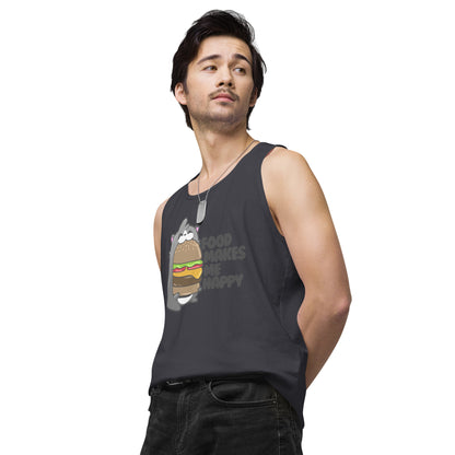 FOOD MAKES ME HAPPY - Premium Tank Top - ChubbleGumLLC