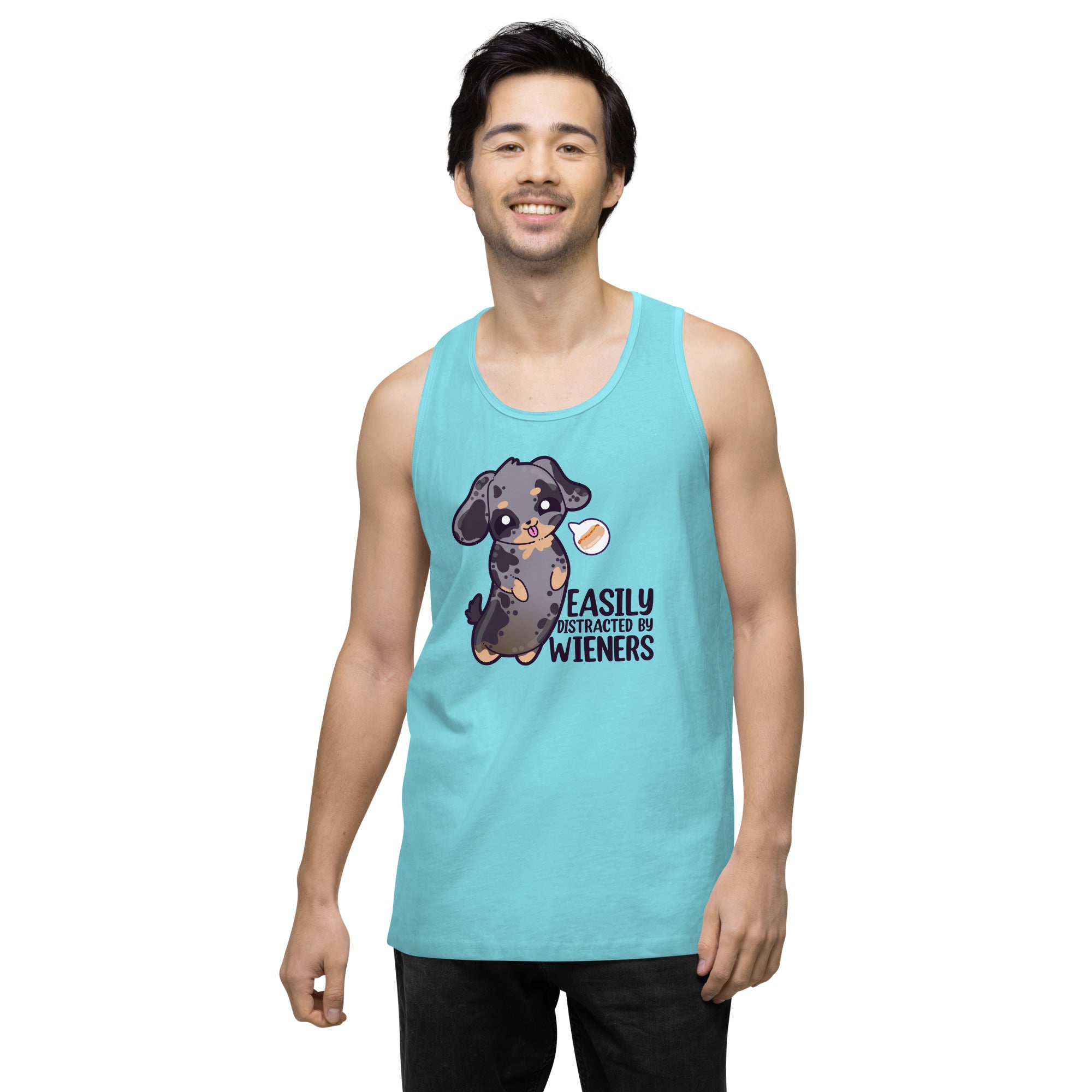 EASILY DISTRACTED BY WIENERS - Premium Tank Top - ChubbleGumLLC