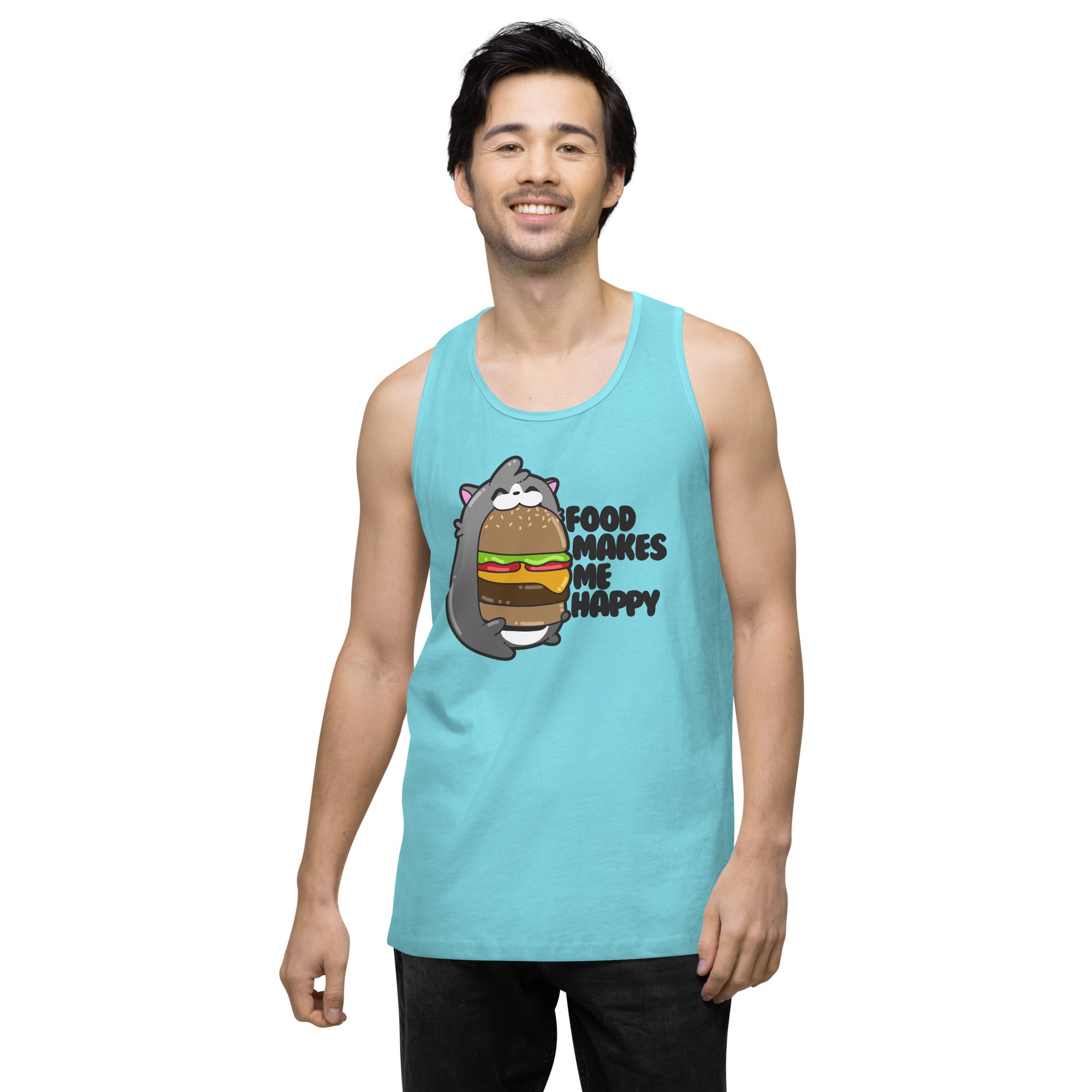 FOOD MAKES ME HAPPY - Premium Tank Top - ChubbleGumLLC