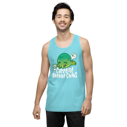 CAFFEINE BEFORE CHAOS - Modified Premium Tank Top - ChubbleGumLLC