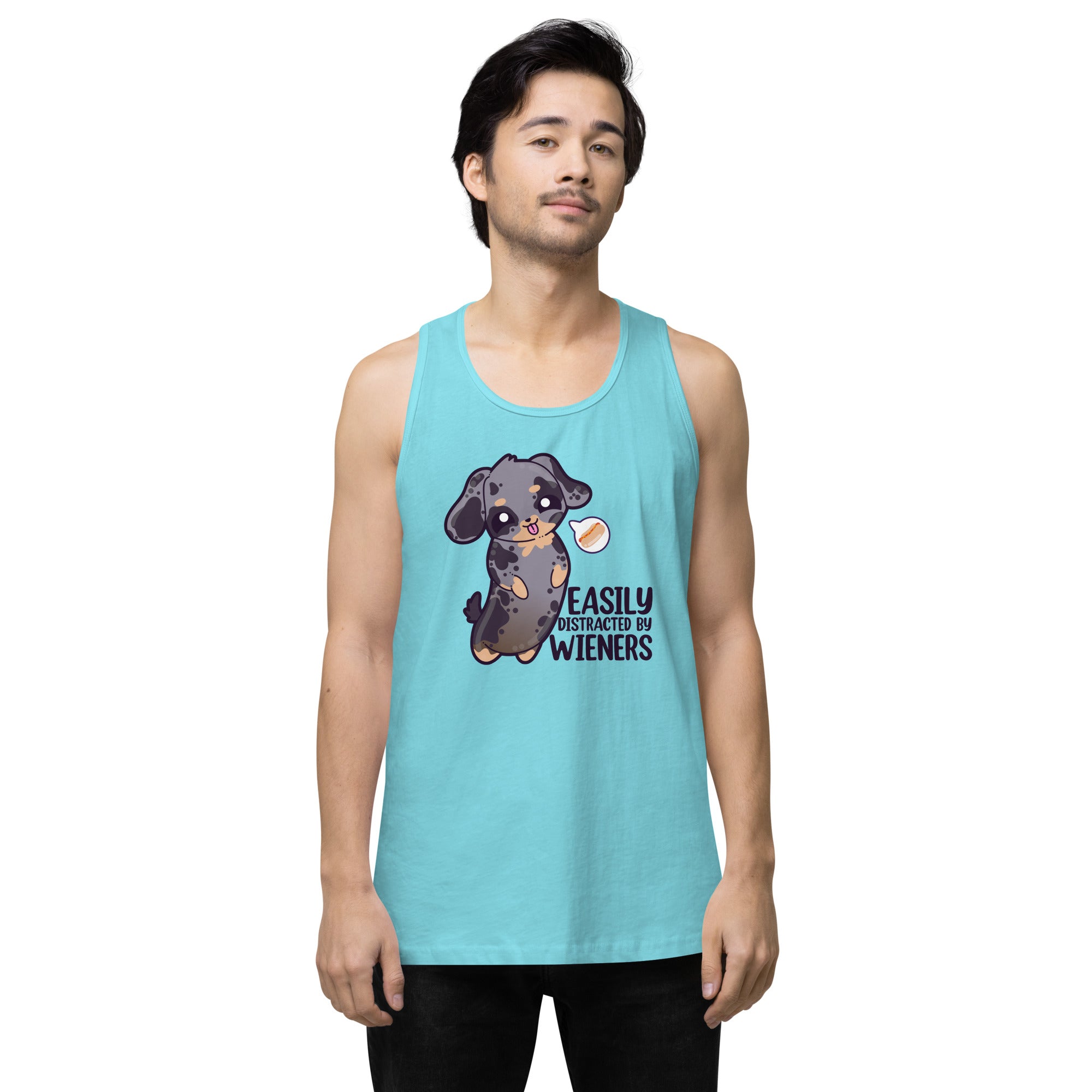 EASILY DISTRACTED BY WIENERS - Premium Tank Top - ChubbleGumLLC