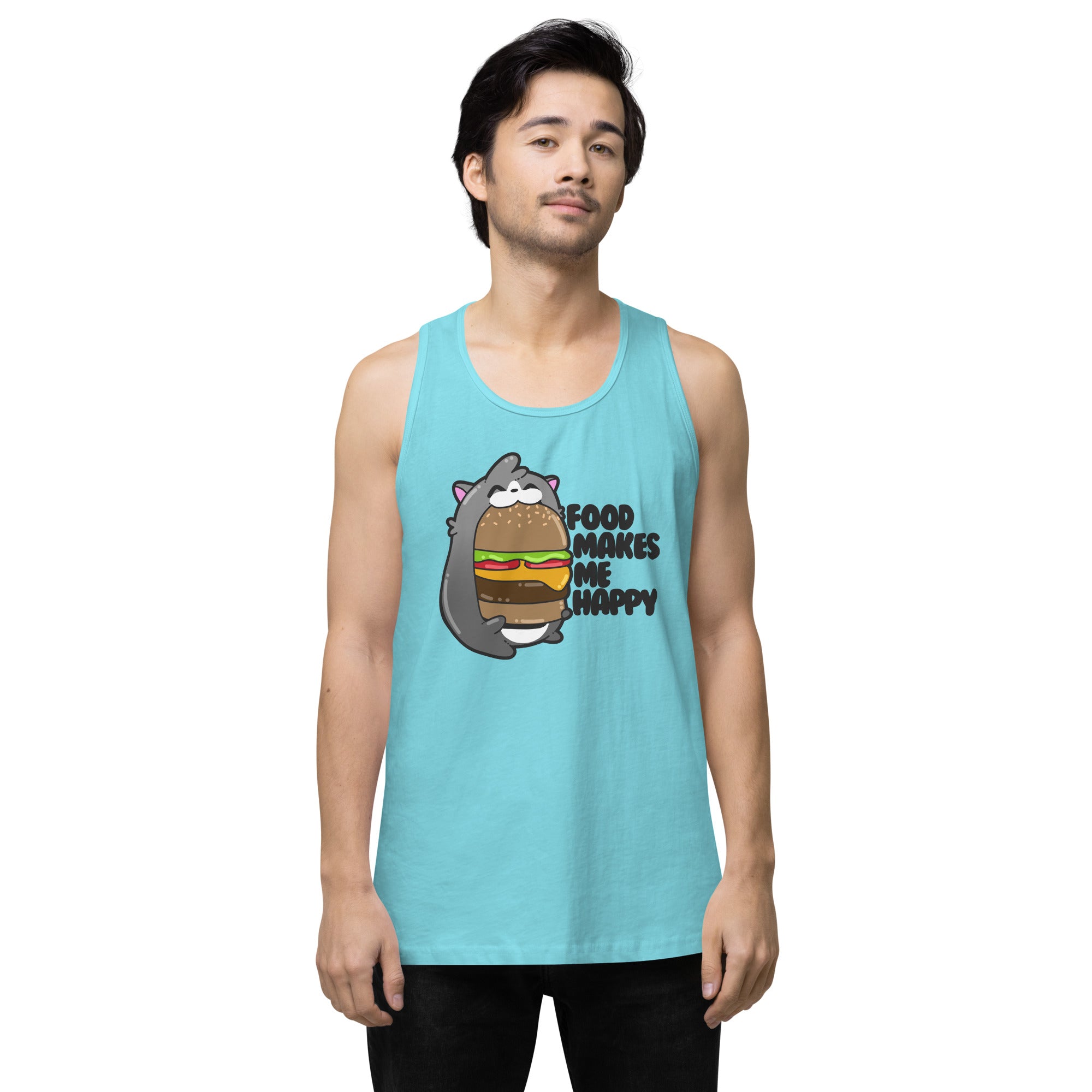 FOOD MAKES ME HAPPY - Premium Tank Top - ChubbleGumLLC