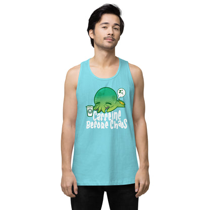 CAFFEINE BEFORE CHAOS - Modified Premium Tank Top - ChubbleGumLLC