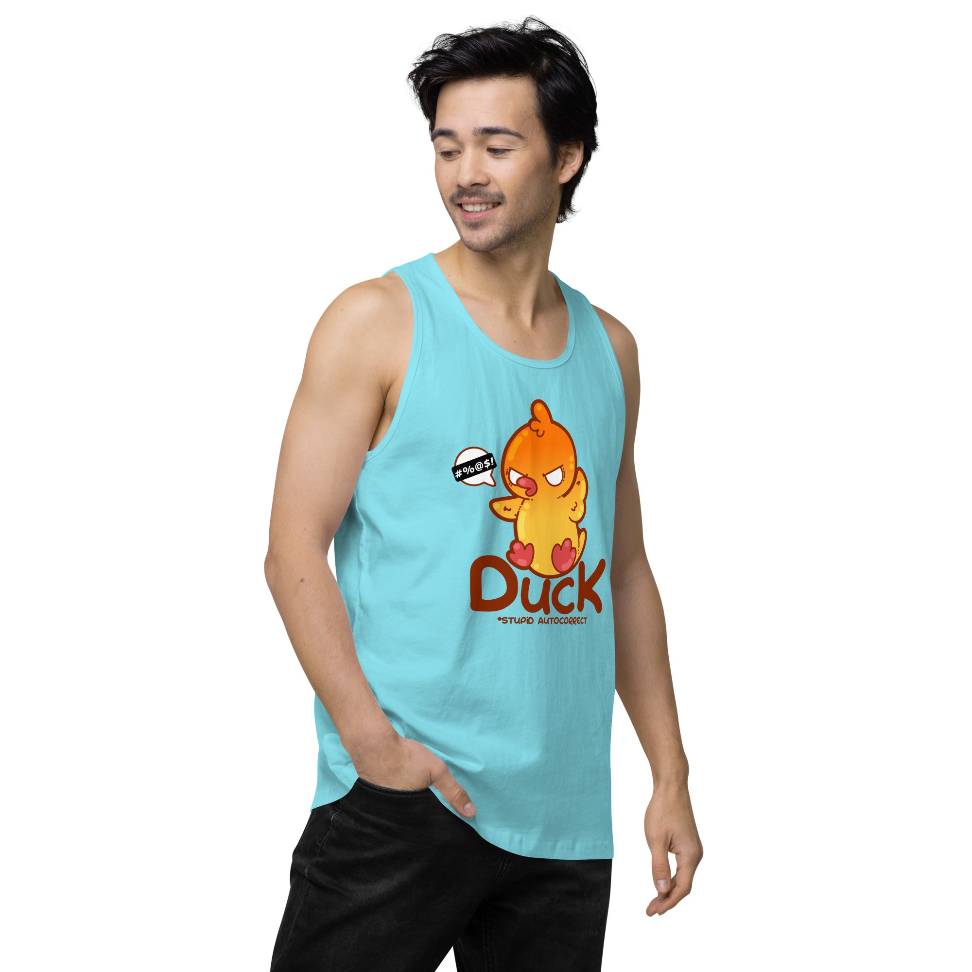 DUCK STUPID AUTOCORRECT - Premium Tank Top - ChubbleGumLLC