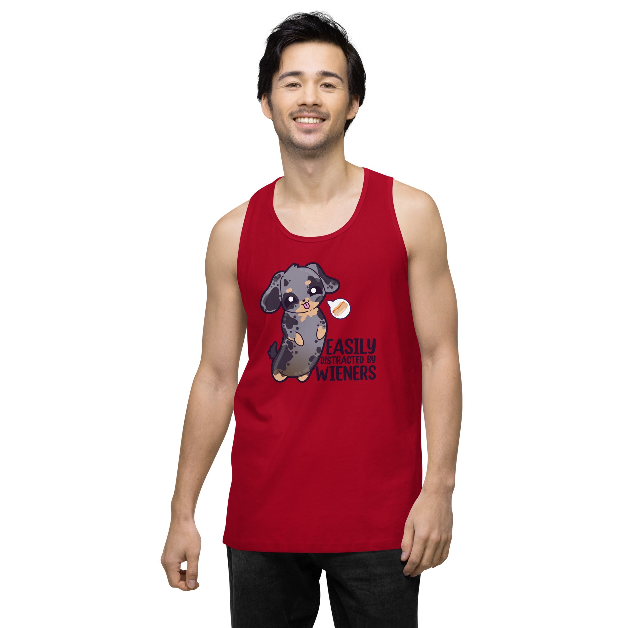 EASILY DISTRACTED BY WIENERS - Premium Tank Top - ChubbleGumLLC