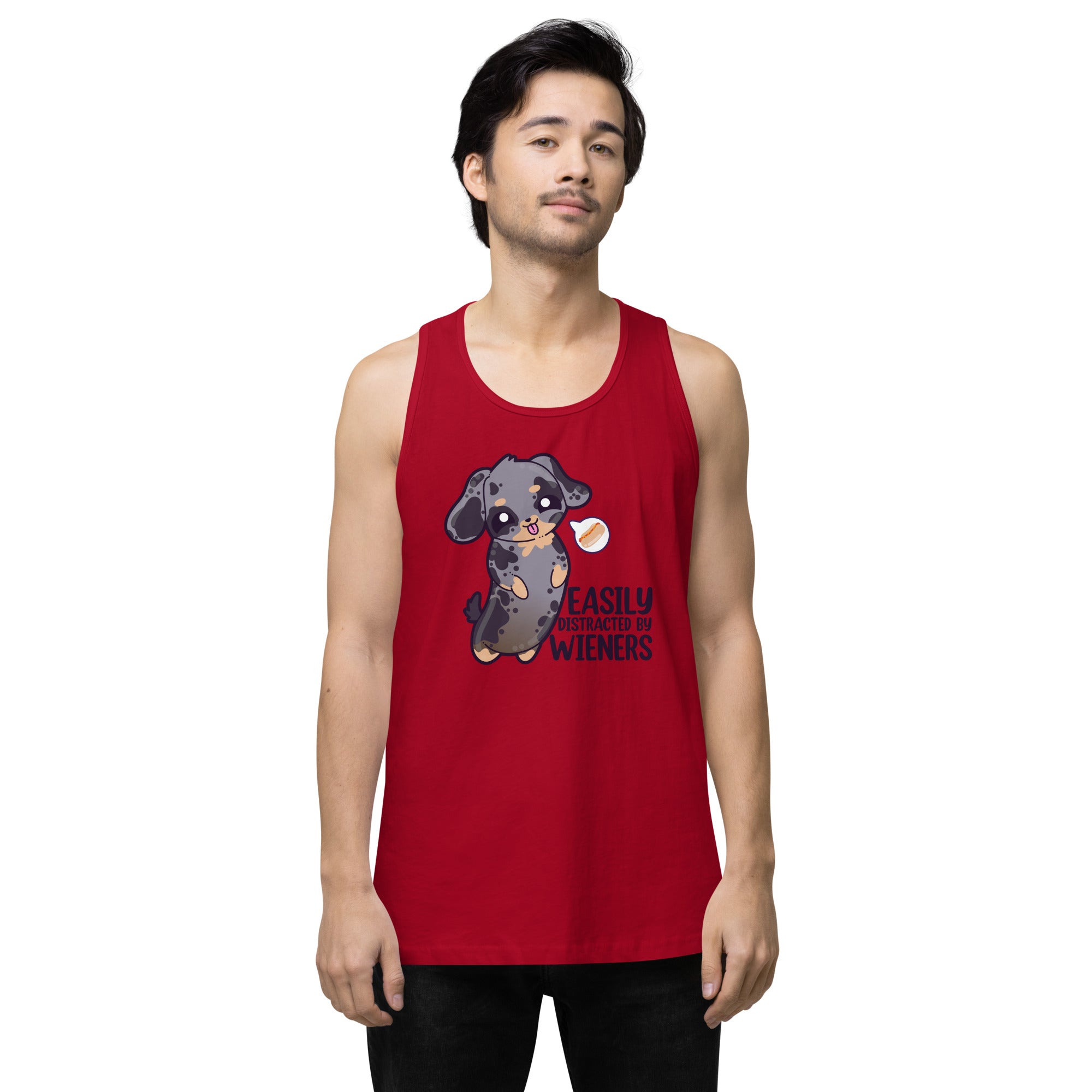 EASILY DISTRACTED BY WIENERS - Premium Tank Top - ChubbleGumLLC