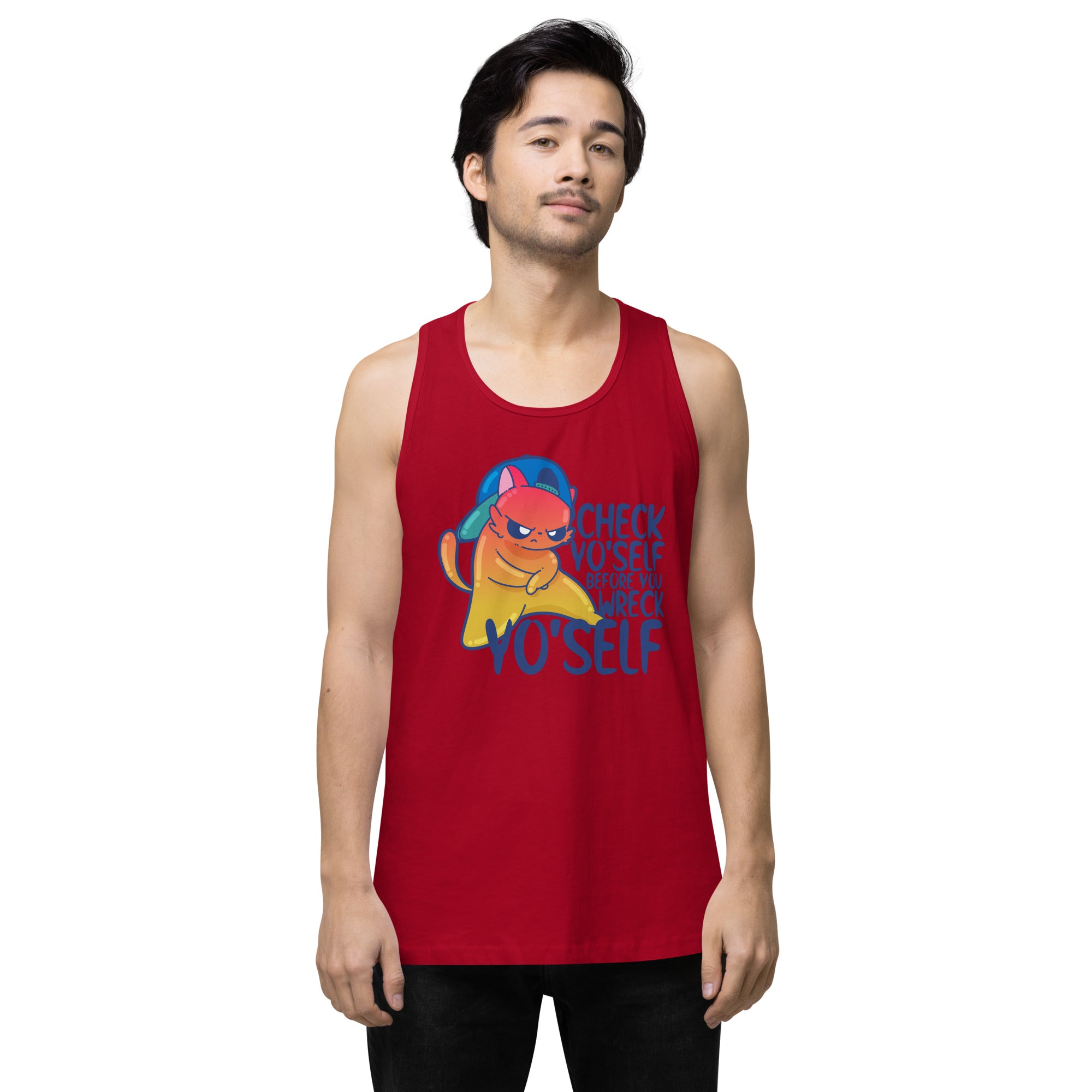 CHECK YOSELF - Premium Tank Top - ChubbleGumLLC