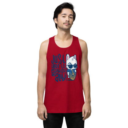 JUST HERE TO ESTABLISH AN ALIBI - Premium Tank Top - ChubbleGumLLC