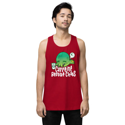 CAFFEINE BEFORE CHAOS - Modified Premium Tank Top - ChubbleGumLLC