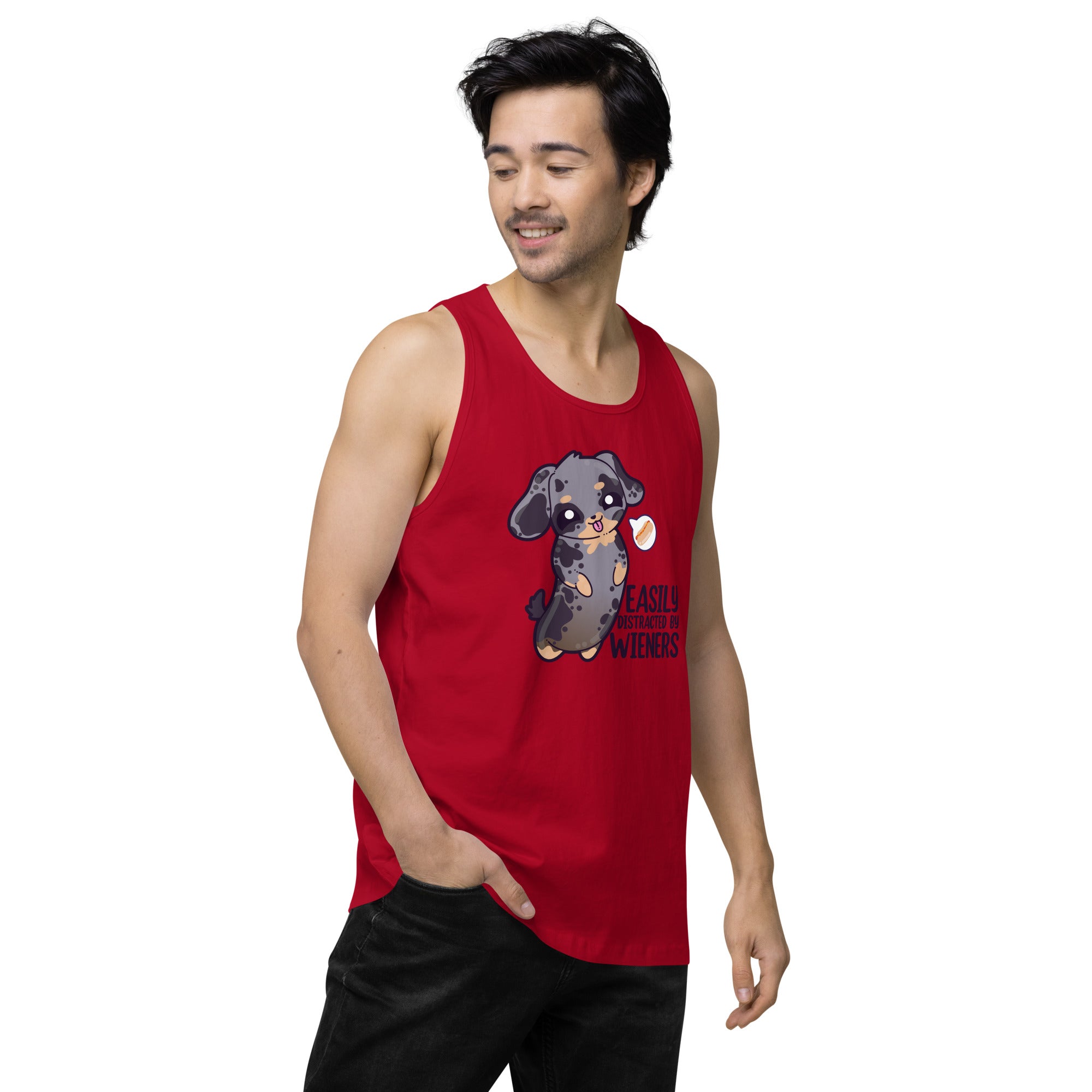 EASILY DISTRACTED BY WIENERS - Premium Tank Top - ChubbleGumLLC