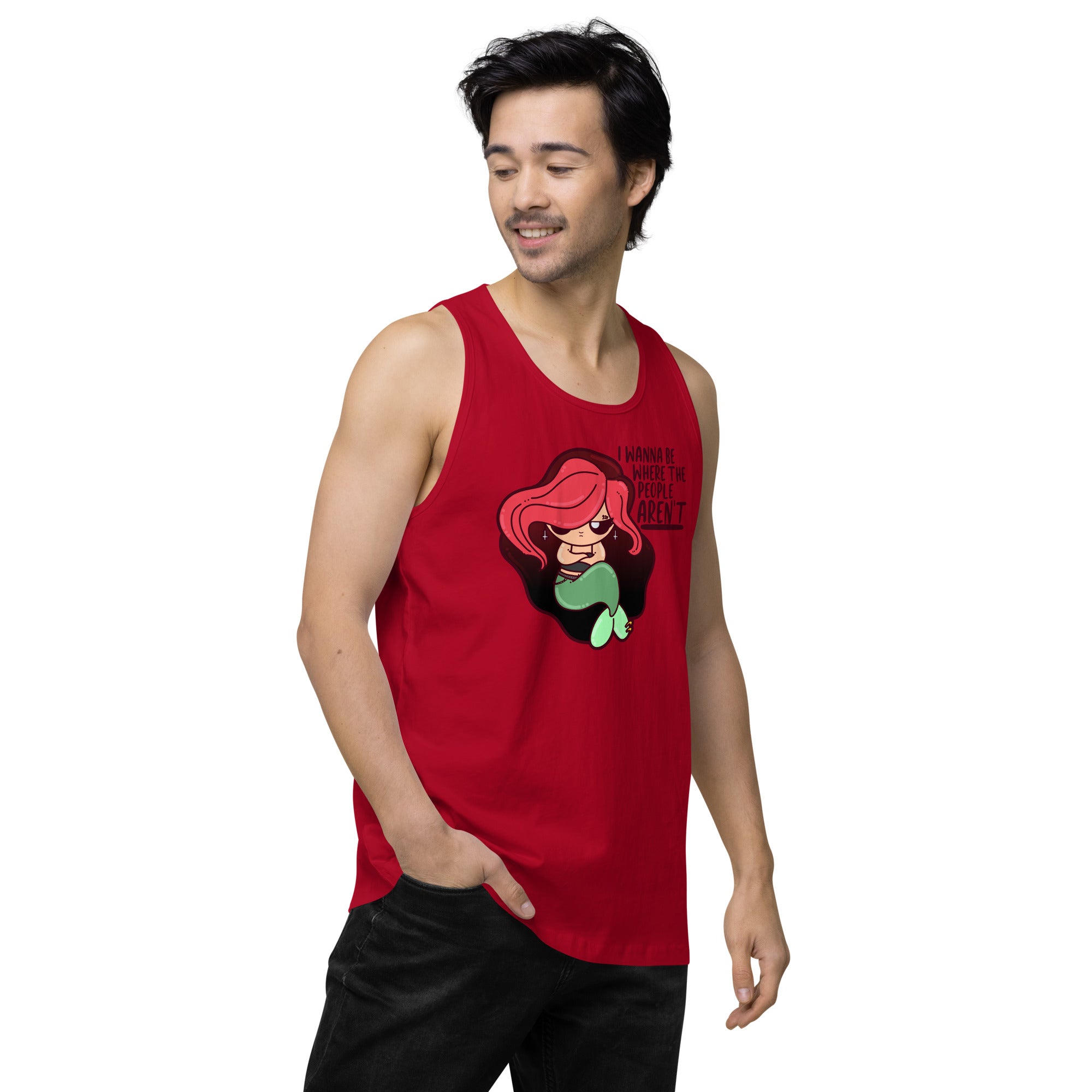 I WANNA BE WHERE THE PEOPLE ARENT - Premium Tank Top - ChubbleGumLLC