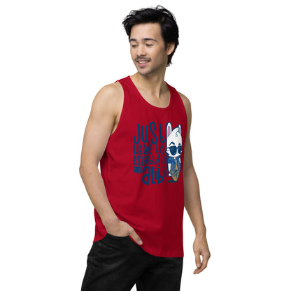 JUST HERE TO ESTABLISH AN ALIBI - Premium Tank Top - ChubbleGumLLC