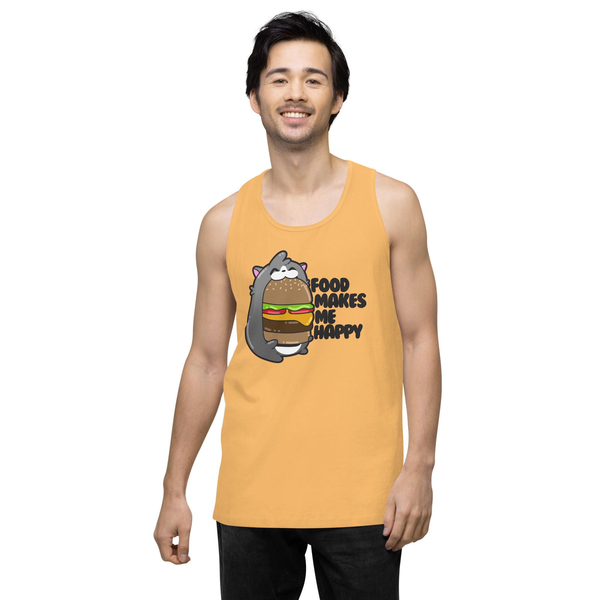 FOOD MAKES ME HAPPY - Premium Tank Top - ChubbleGumLLC