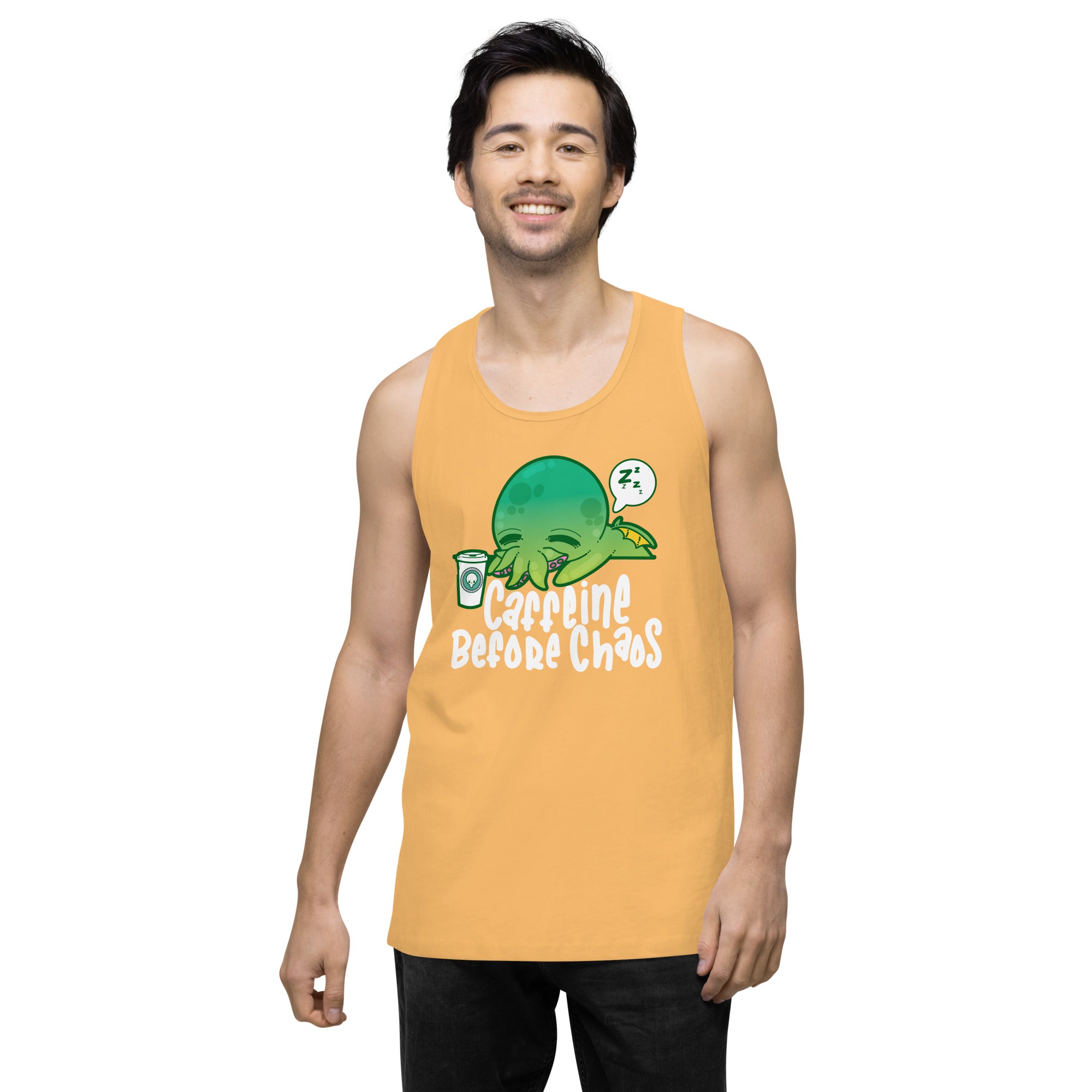 CAFFEINE BEFORE CHAOS - Modified Premium Tank Top - ChubbleGumLLC