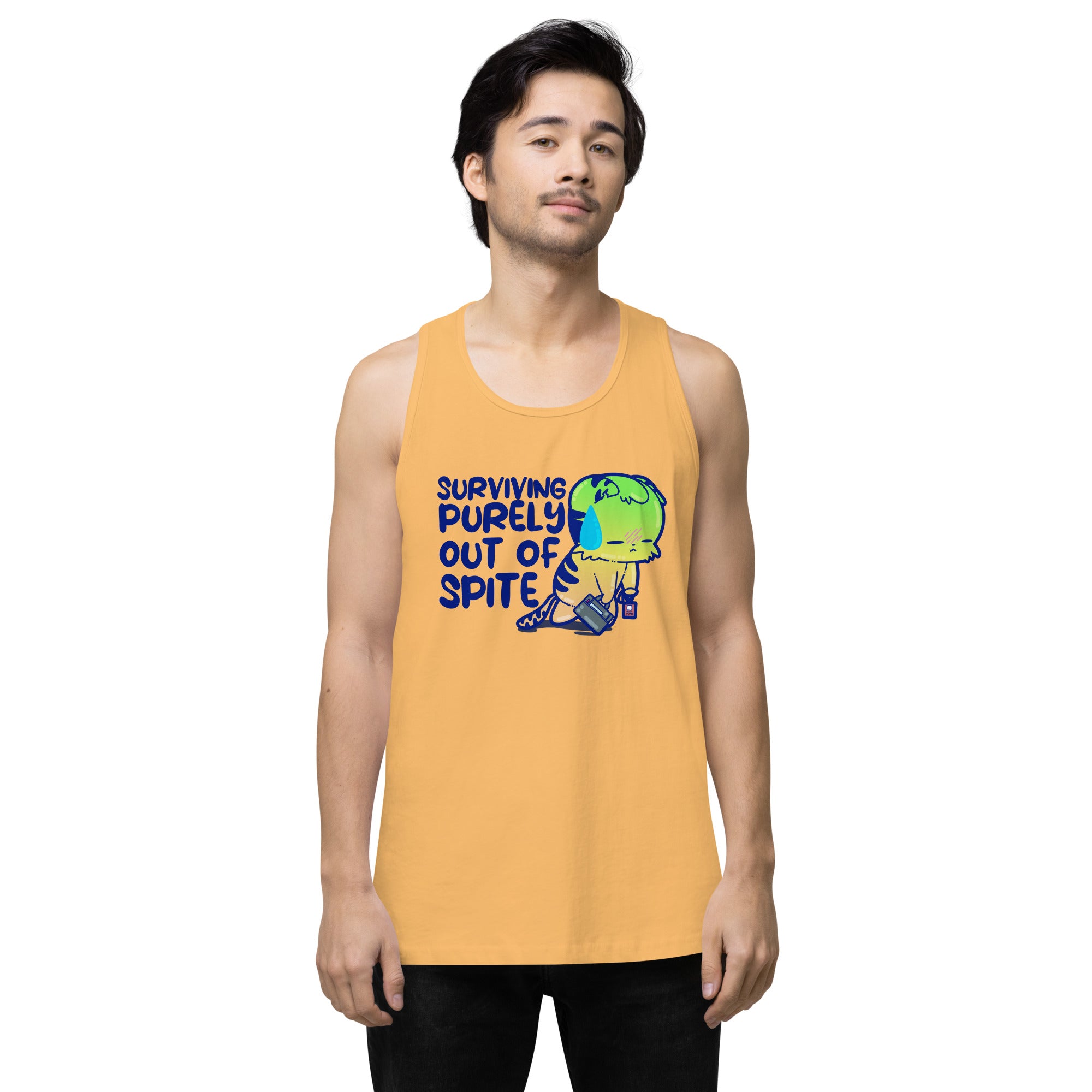 SURVIVING PURELY OUT OF SPITE - Premium Tank Top - ChubbleGumLLC