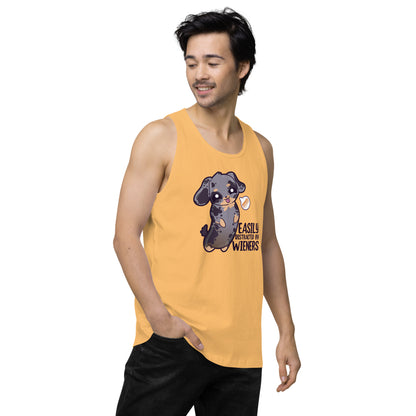 EASILY DISTRACTED BY WIENERS - Premium Tank Top - ChubbleGumLLC