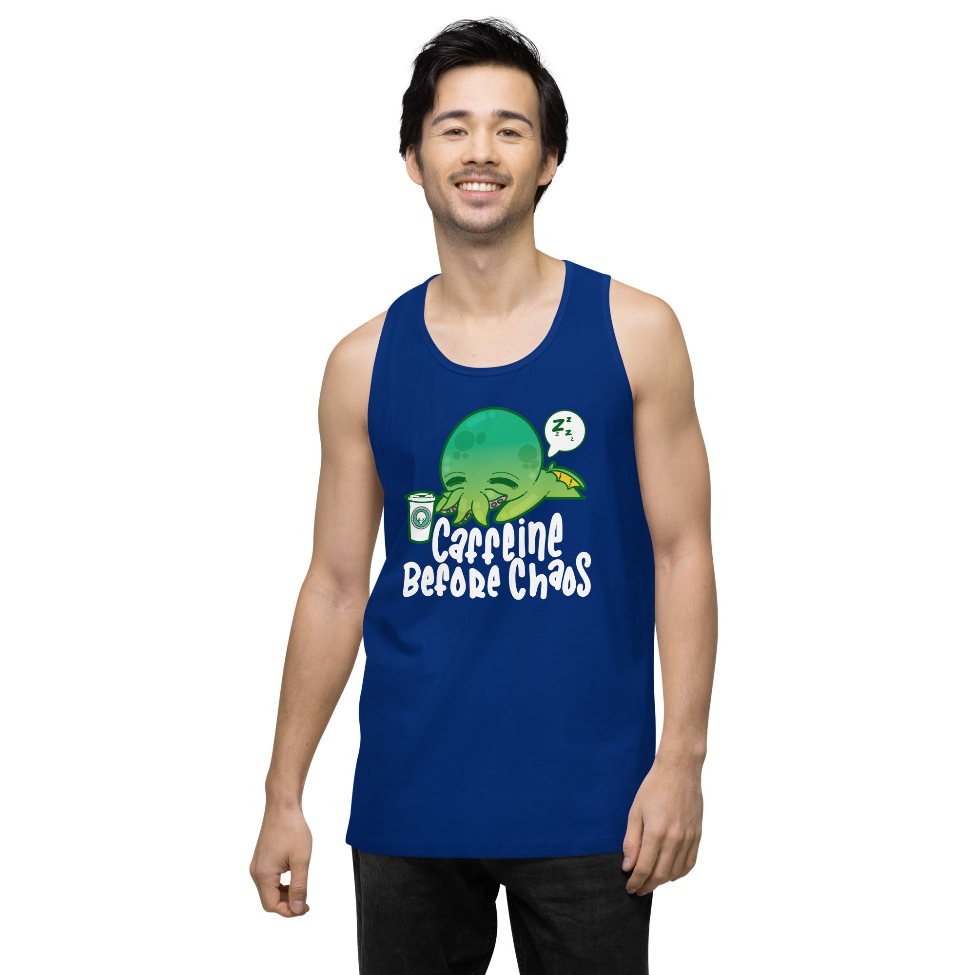 CAFFEINE BEFORE CHAOS - Modified Premium Tank Top - ChubbleGumLLC