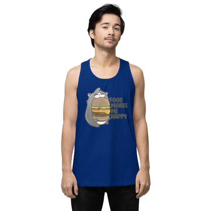 FOOD MAKES ME HAPPY - Premium Tank Top - ChubbleGumLLC