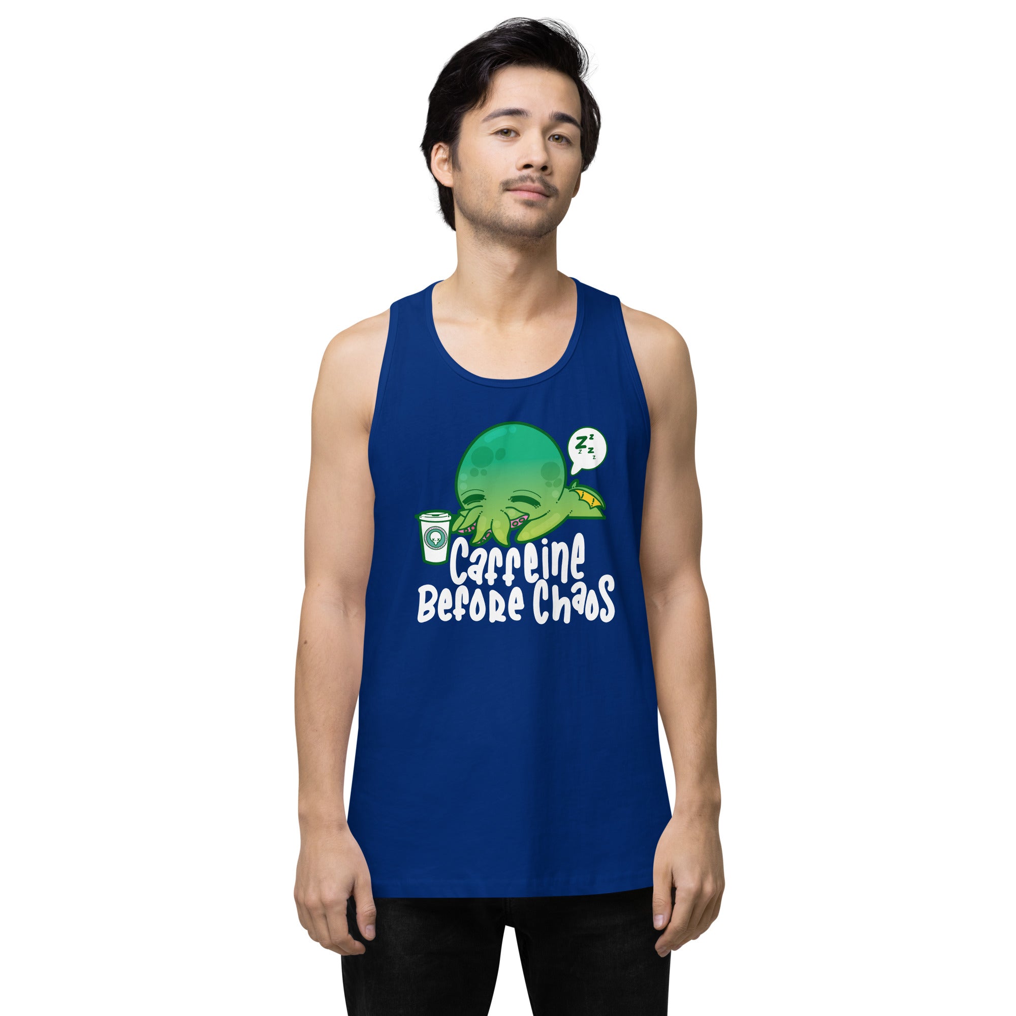 CAFFEINE BEFORE CHAOS - Modified Premium Tank Top - ChubbleGumLLC