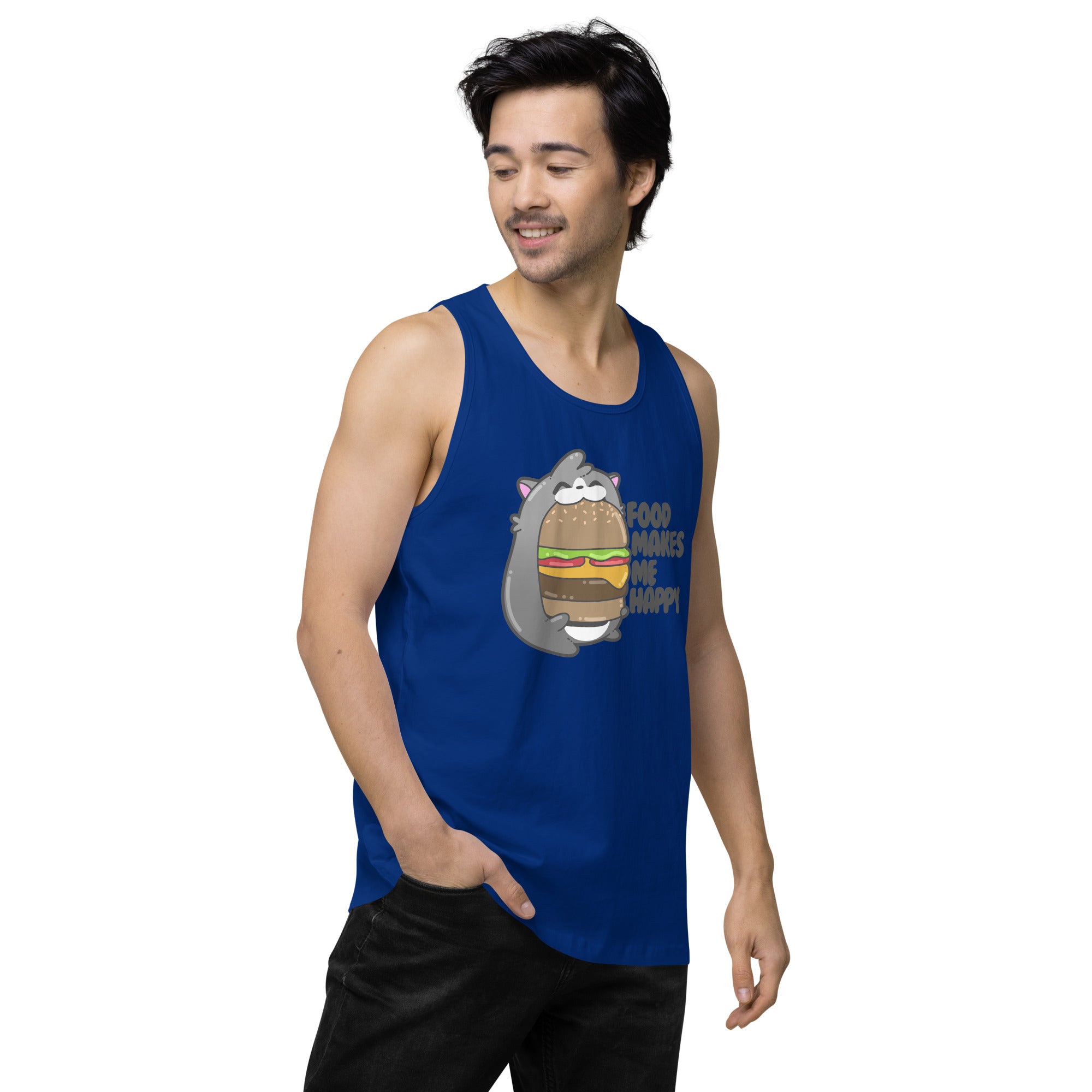 FOOD MAKES ME HAPPY - Premium Tank Top - ChubbleGumLLC