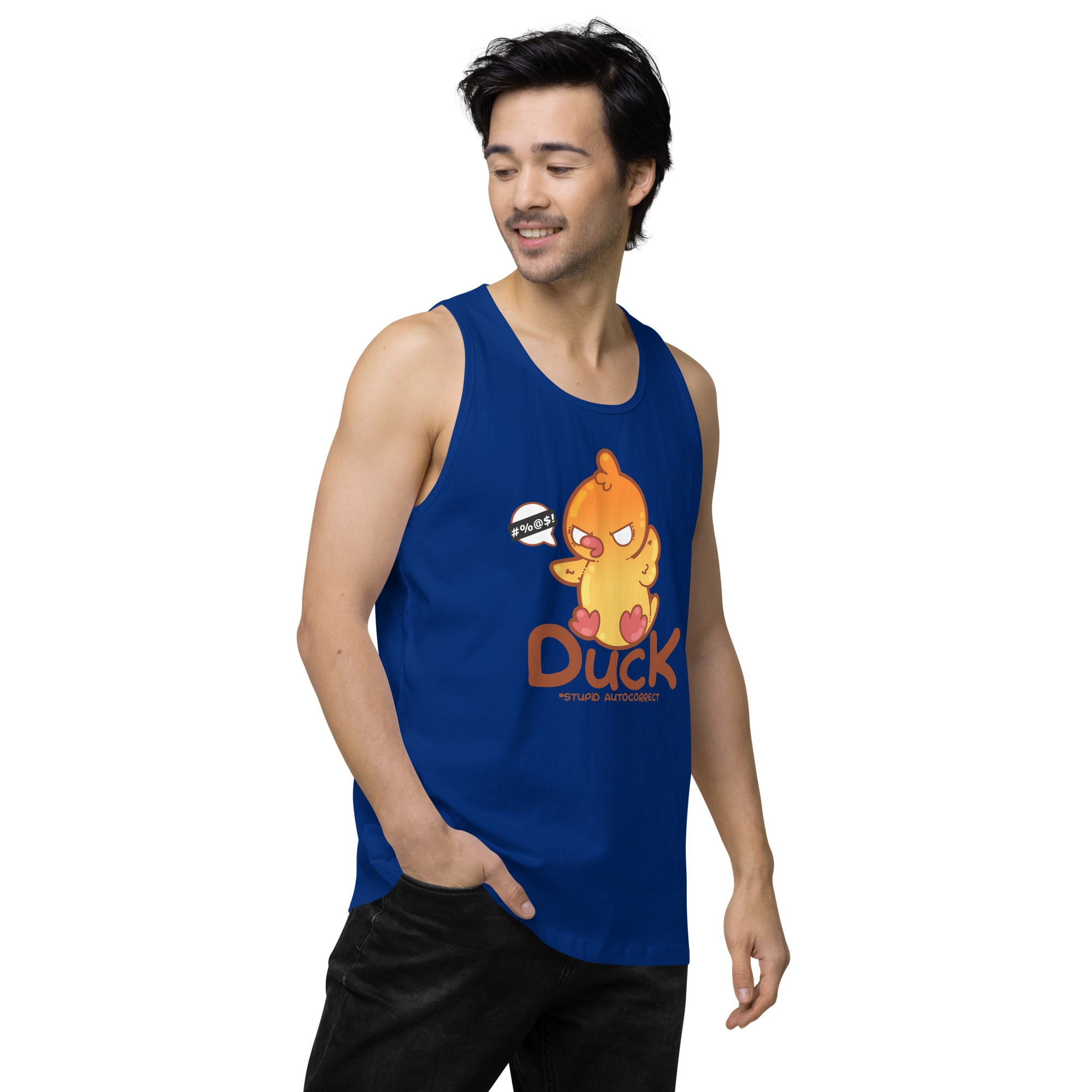 DUCK STUPID AUTOCORRECT - Premium Tank Top - ChubbleGumLLC