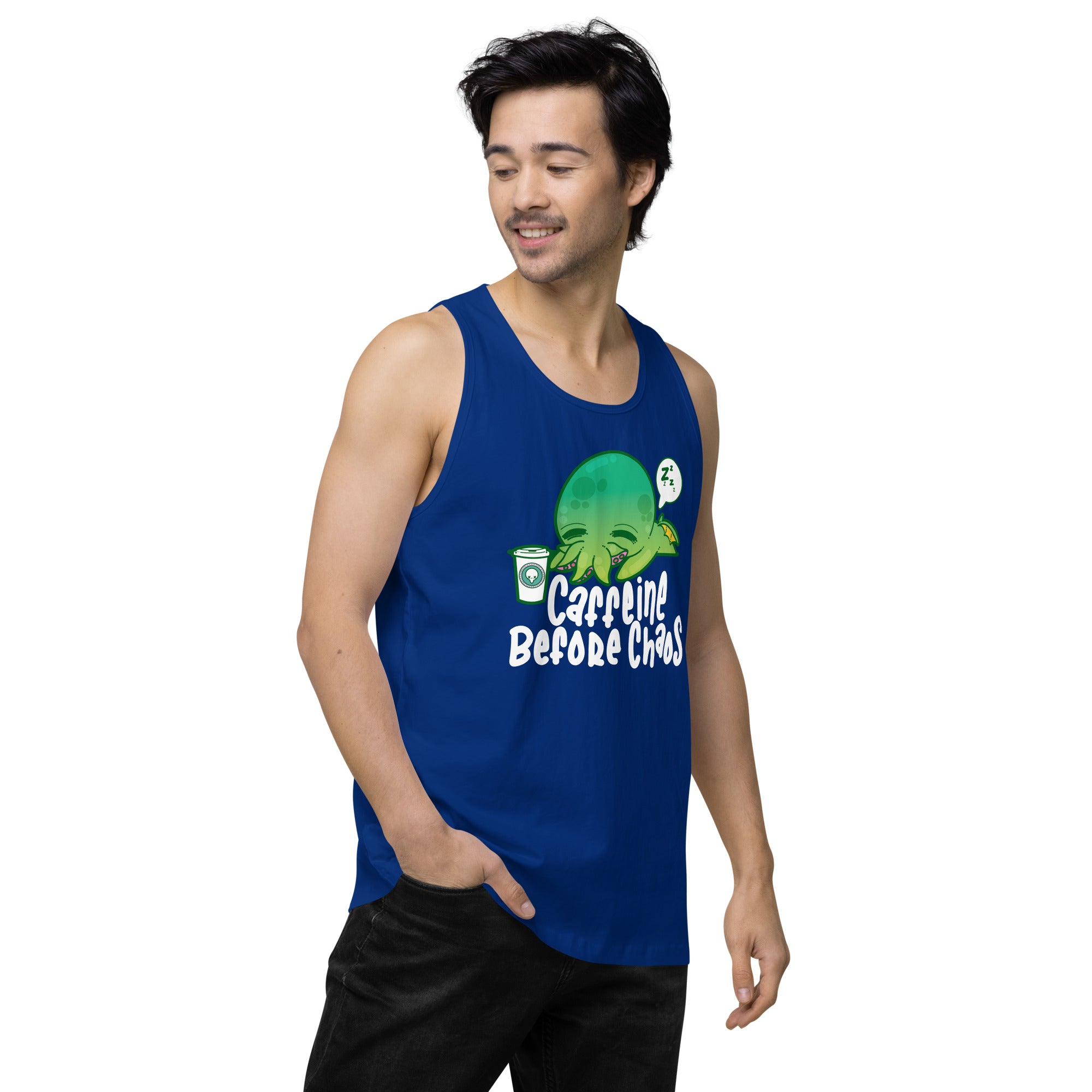 CAFFEINE BEFORE CHAOS - Modified Premium Tank Top - ChubbleGumLLC