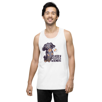 EASILY DISTRACTED BY WIENERS - Premium Tank Top - ChubbleGumLLC