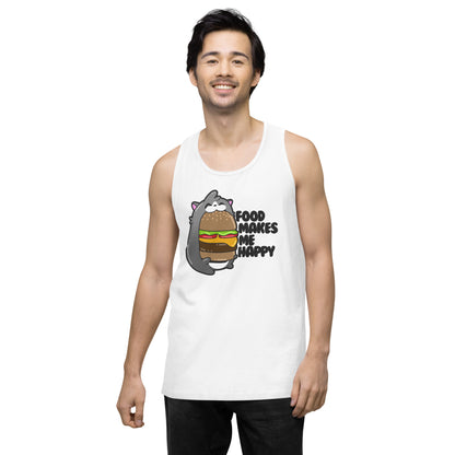 FOOD MAKES ME HAPPY - Premium Tank Top - ChubbleGumLLC