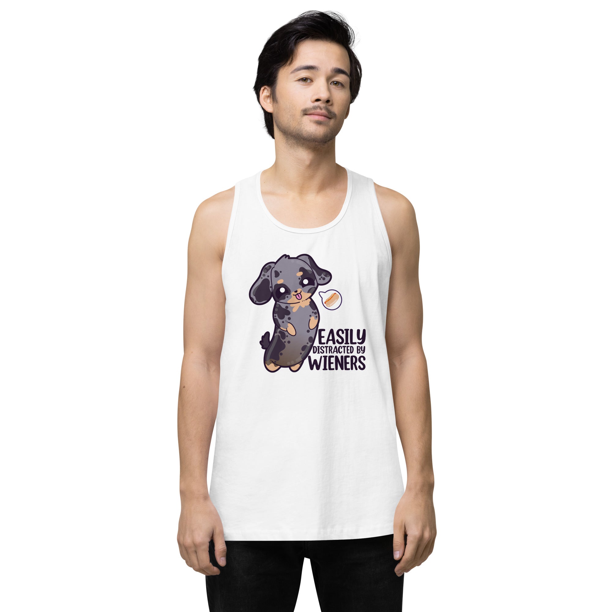 EASILY DISTRACTED BY WIENERS - Premium Tank Top - ChubbleGumLLC