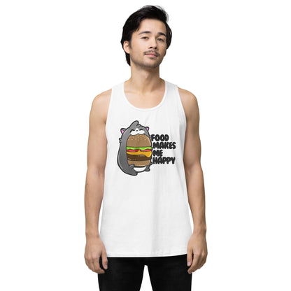 FOOD MAKES ME HAPPY - Premium Tank Top - ChubbleGumLLC