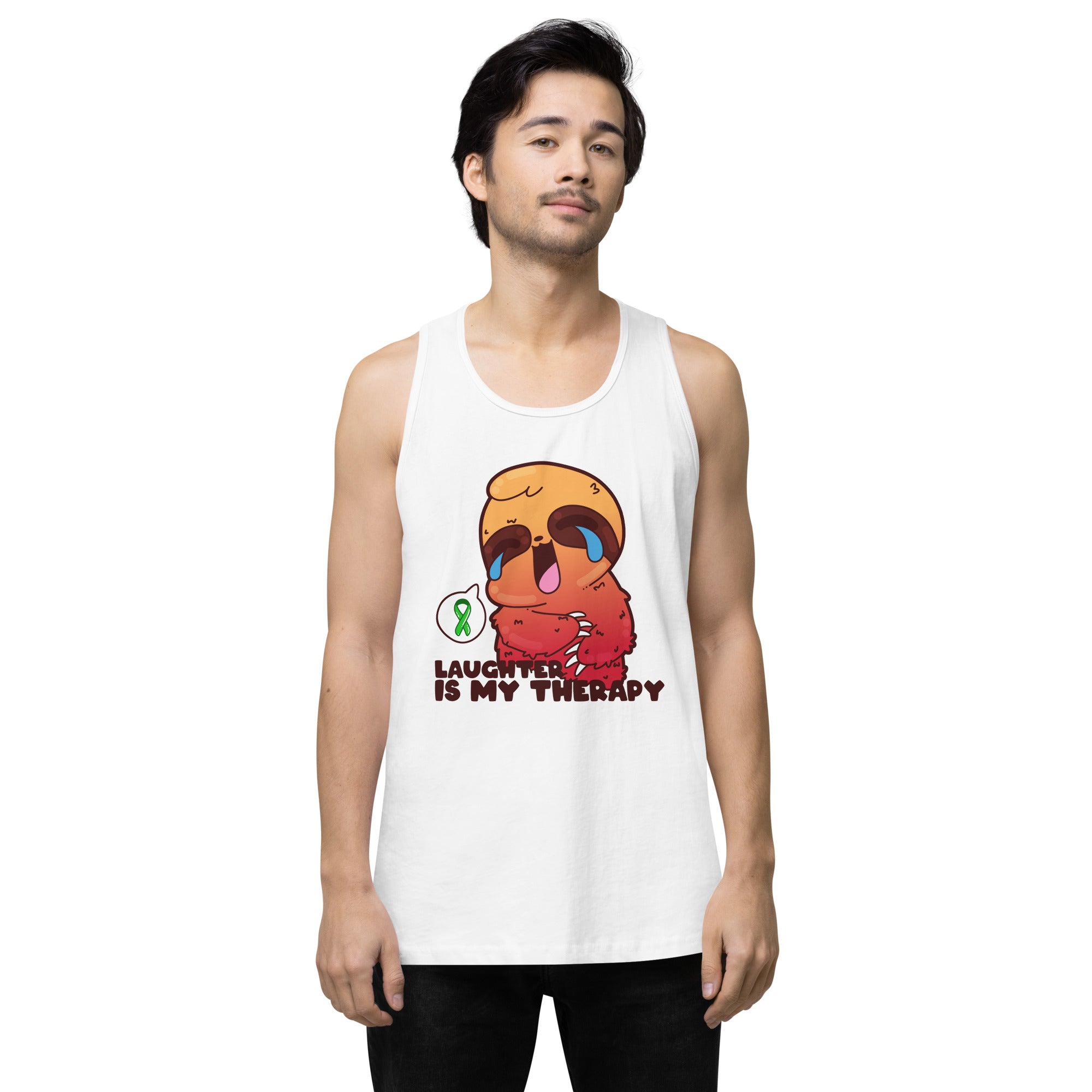 LAUGHTER IS MY THERAPY - Premium Tank Top - ChubbleGumLLC