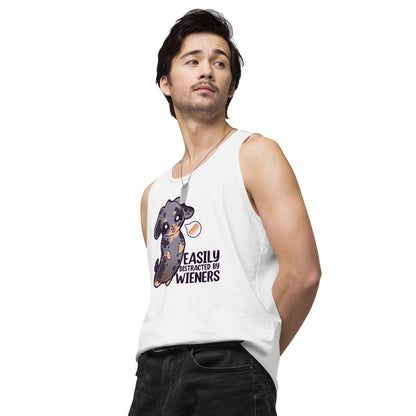 EASILY DISTRACTED BY WIENERS - Premium Tank Top - ChubbleGumLLC