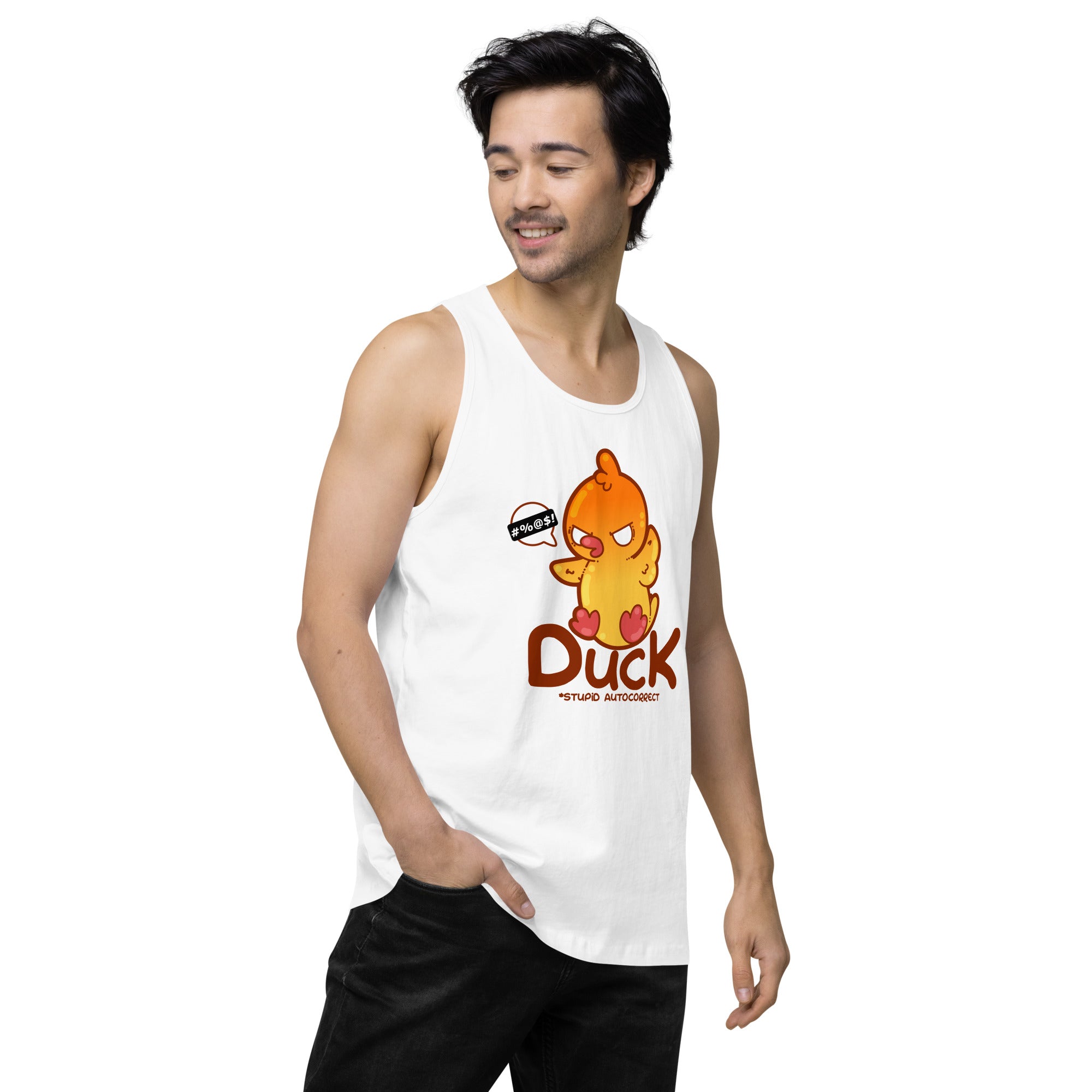 DUCK STUPID AUTOCORRECT - Premium Tank Top - ChubbleGumLLC