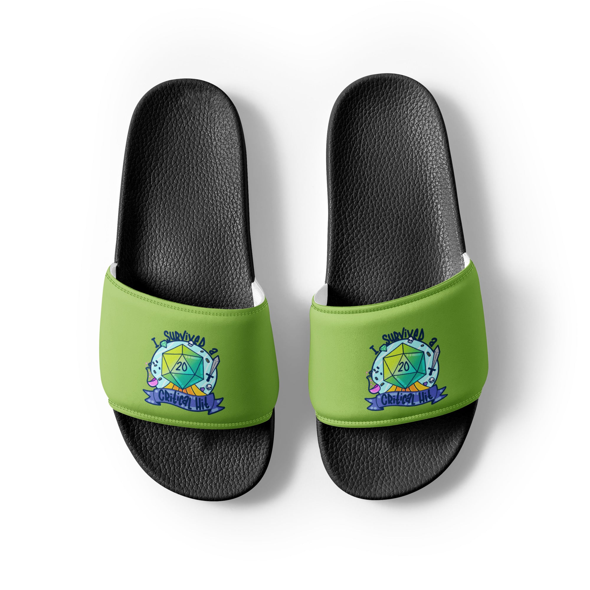 I SURVIVED A CRITICAL HIT - Mens Slides - ChubbleGumLLC