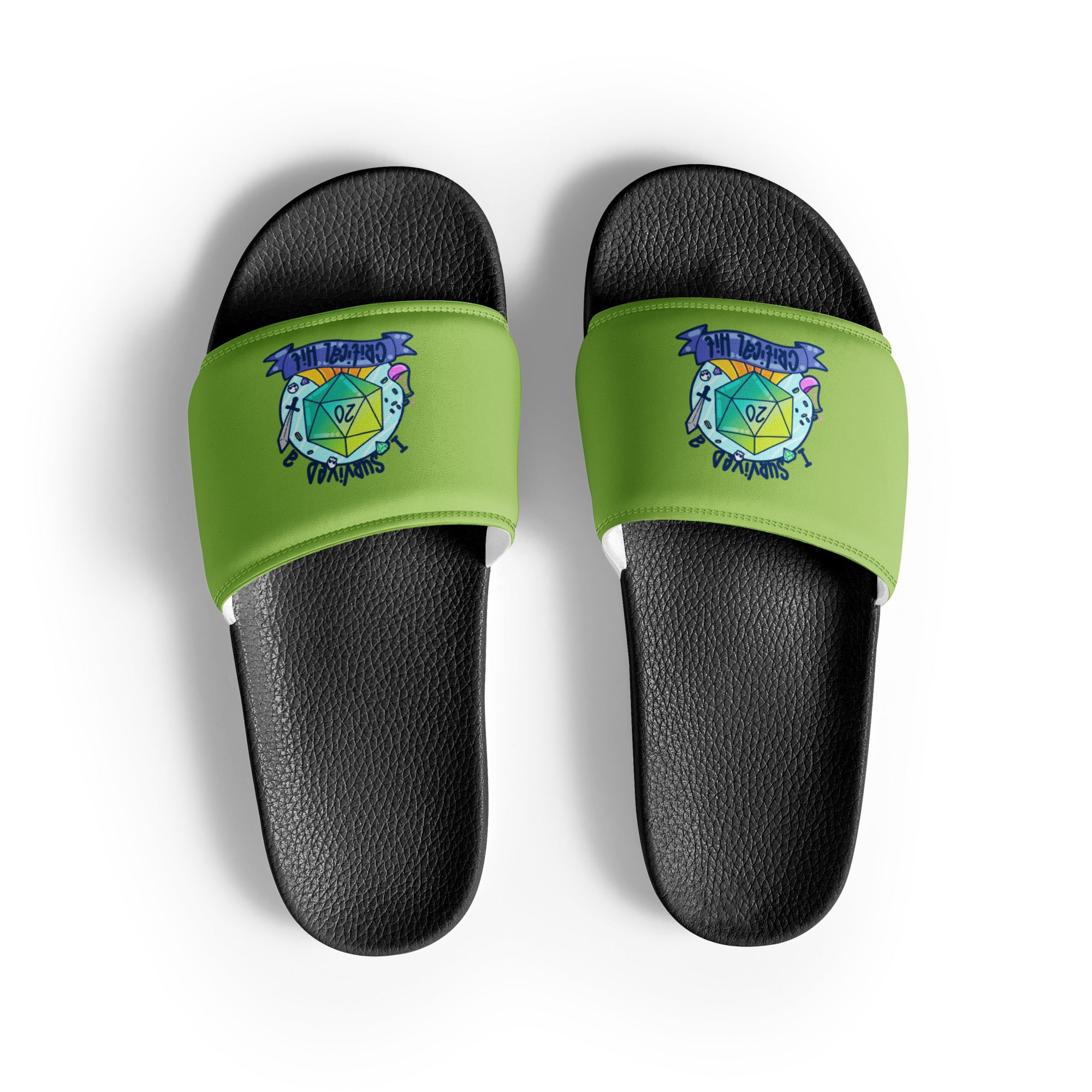 I SURVIVED A CRITICAL HIT - Mens Slides - ChubbleGumLLC