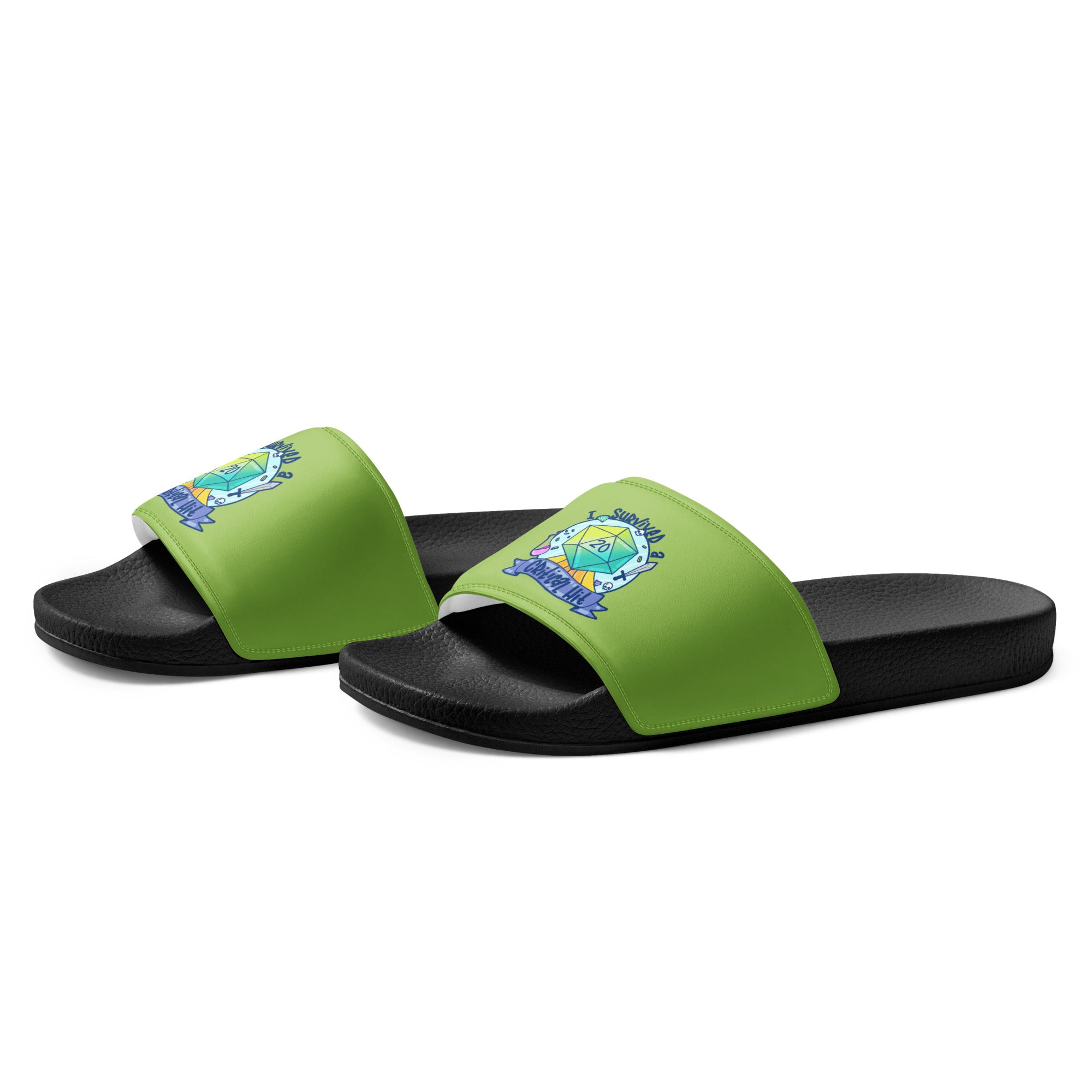 I SURVIVED A CRITICAL HIT - Mens Slides - ChubbleGumLLC