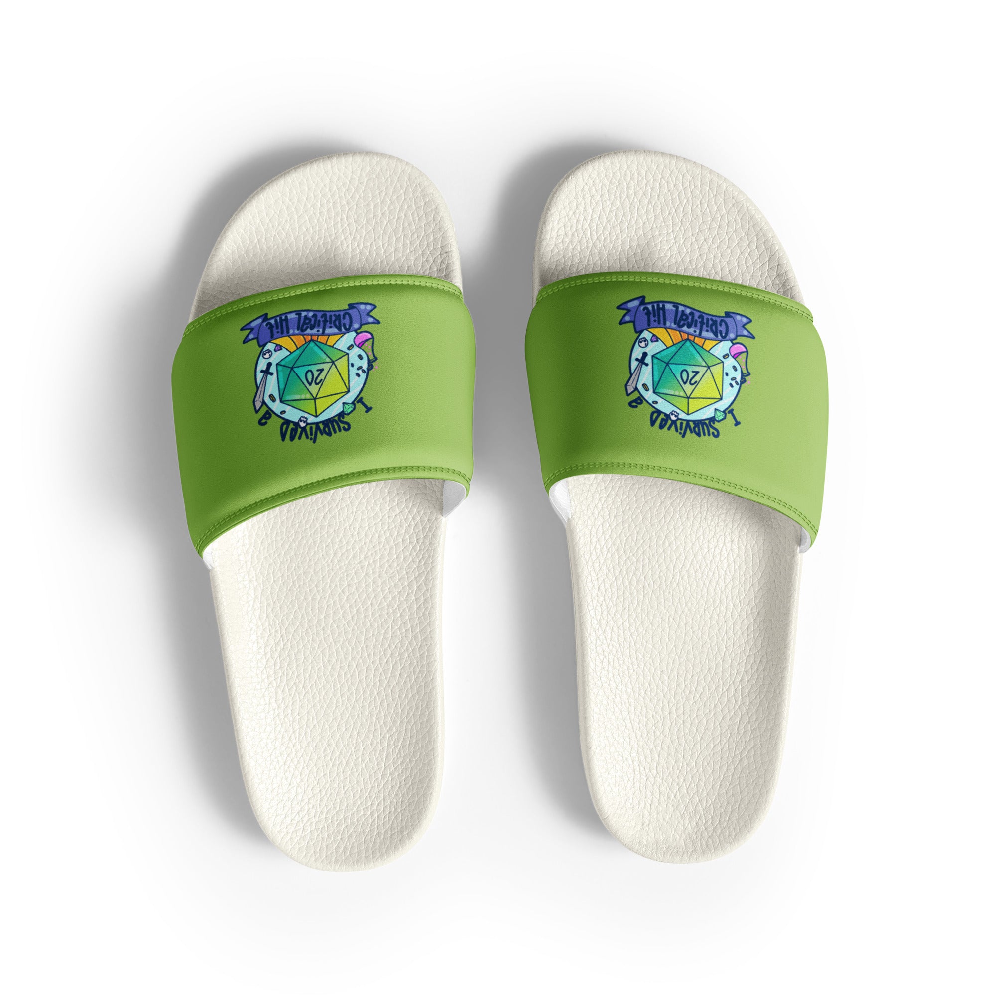 I SURVIVED A CRITICAL HIT - Mens Slides - ChubbleGumLLC