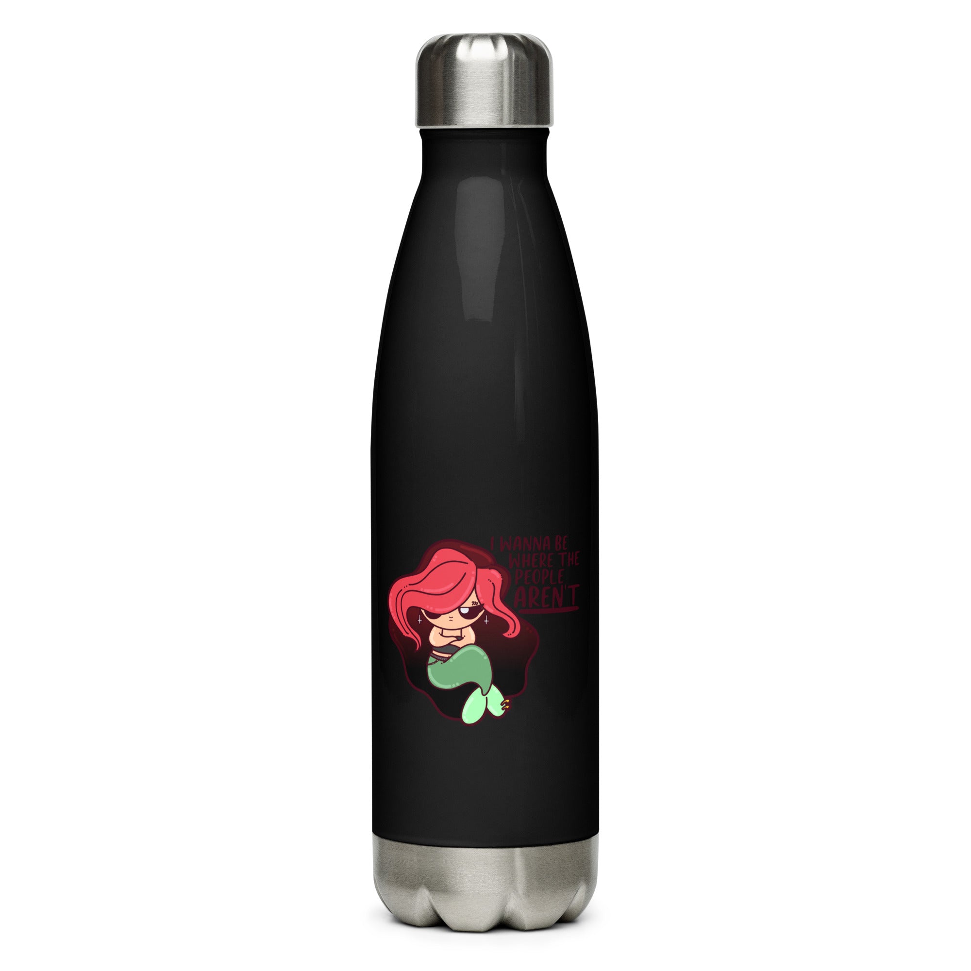 I WANNA BE WHERE THE PEOPLE ARENT - Stainless Steel Water Bottle - ChubbleGumLLC