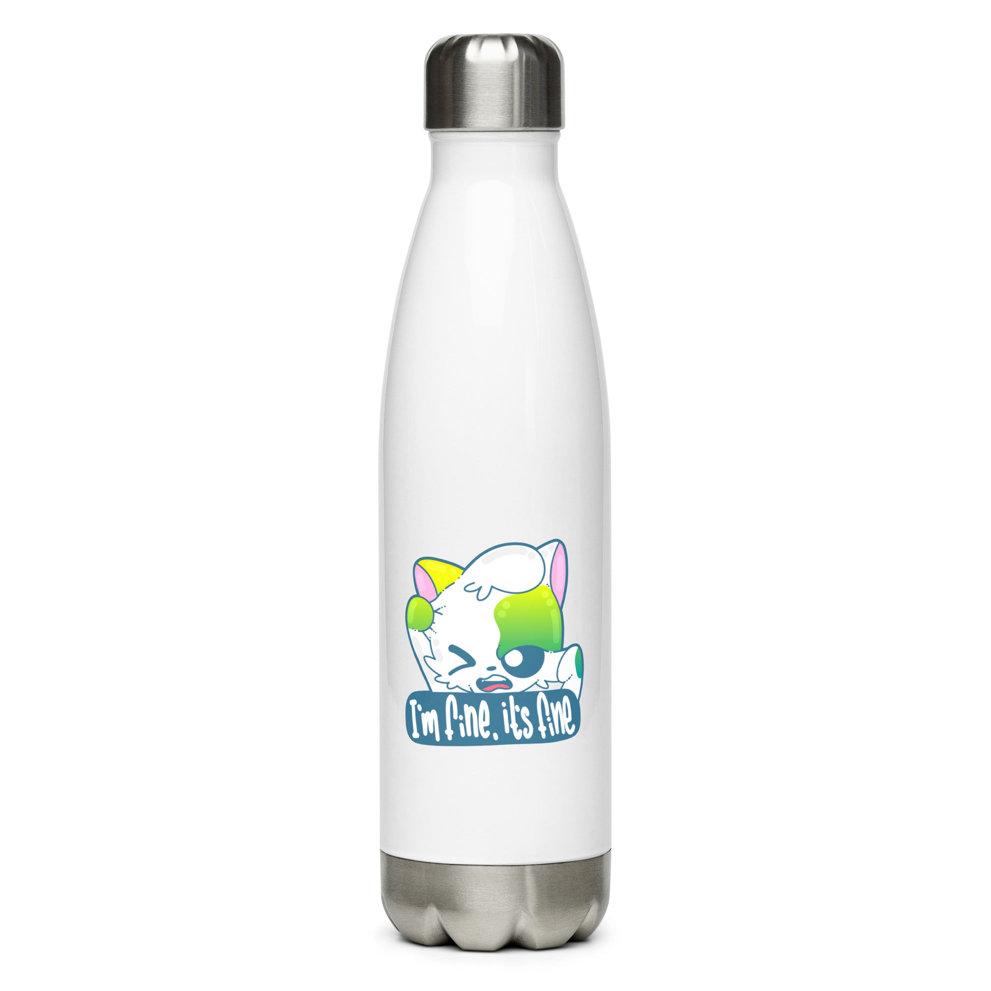 IM FINE ITS FINE  - Stainless Steel Water Bottle - ChubbleGumLLC