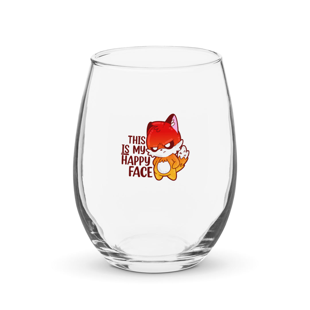 THIS IS MY HAPPY FACE - Stemless Wine Glass - ChubbleGumLLC