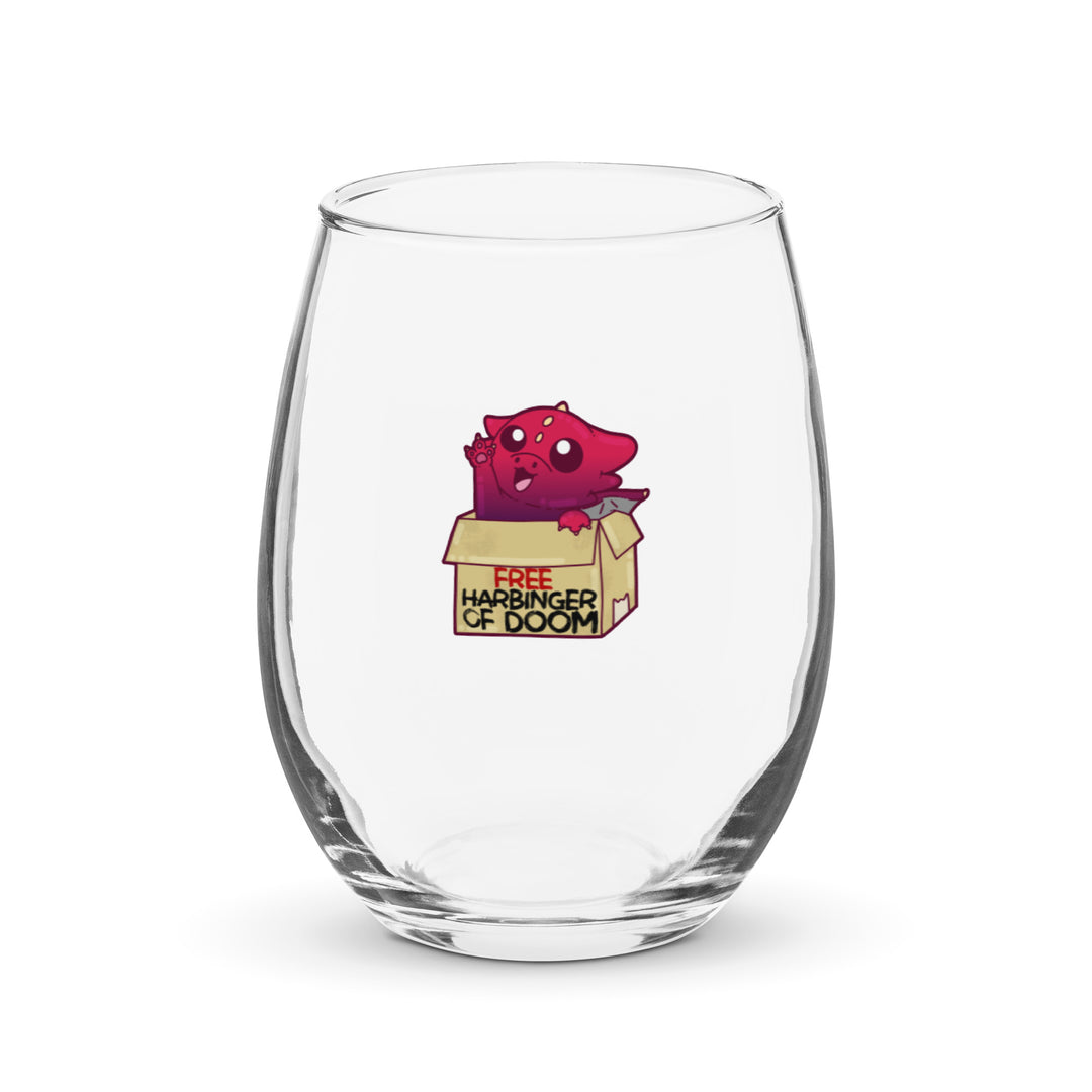 FREE HARBINGER OF DOOM - Stemless Wine Glass - ChubbleGumLLC