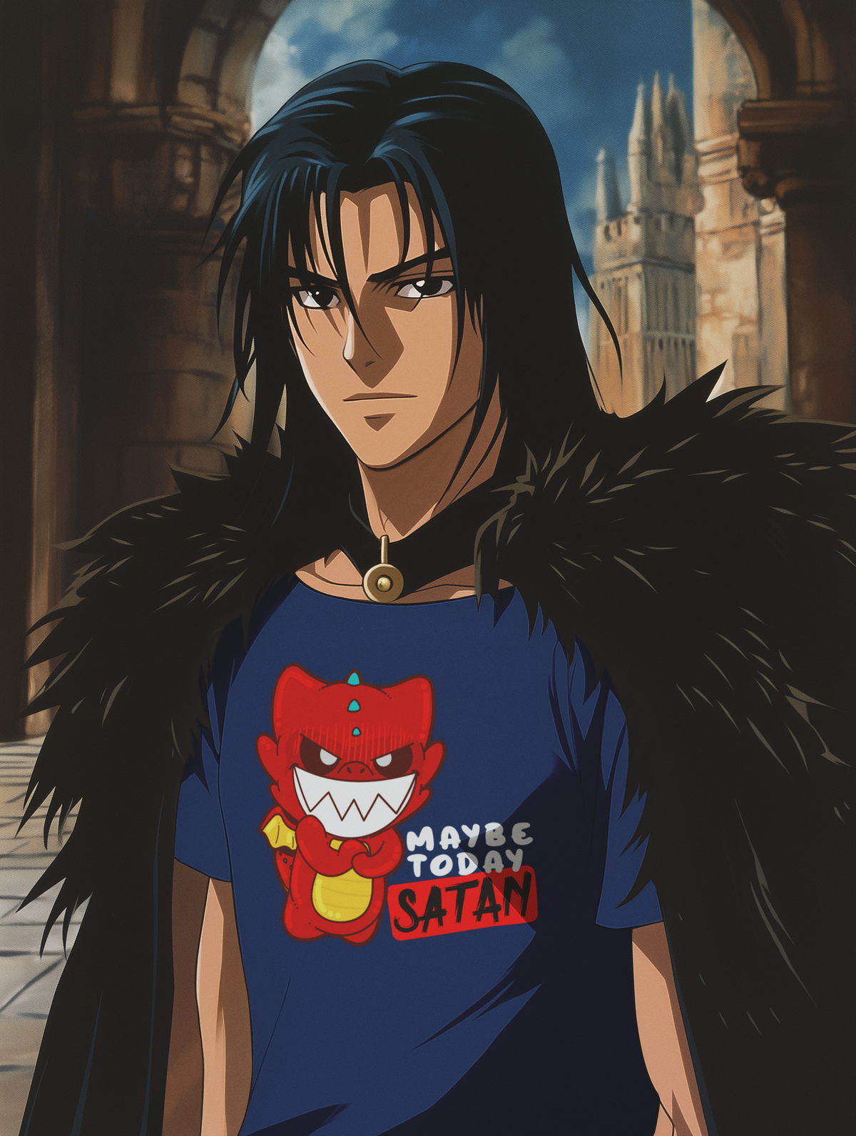 Dark fantasy character wearing a Chubble Gum shirt